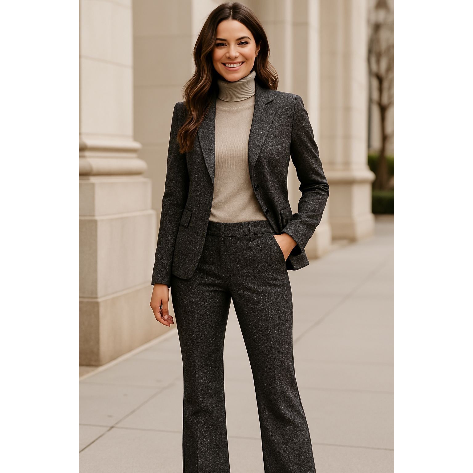 Other 7th Avenue Suiting Collection 8P Dark Gray Tweed Pants Tailo Size 32" / US 10 / IT 46 - 7 Thumbnail