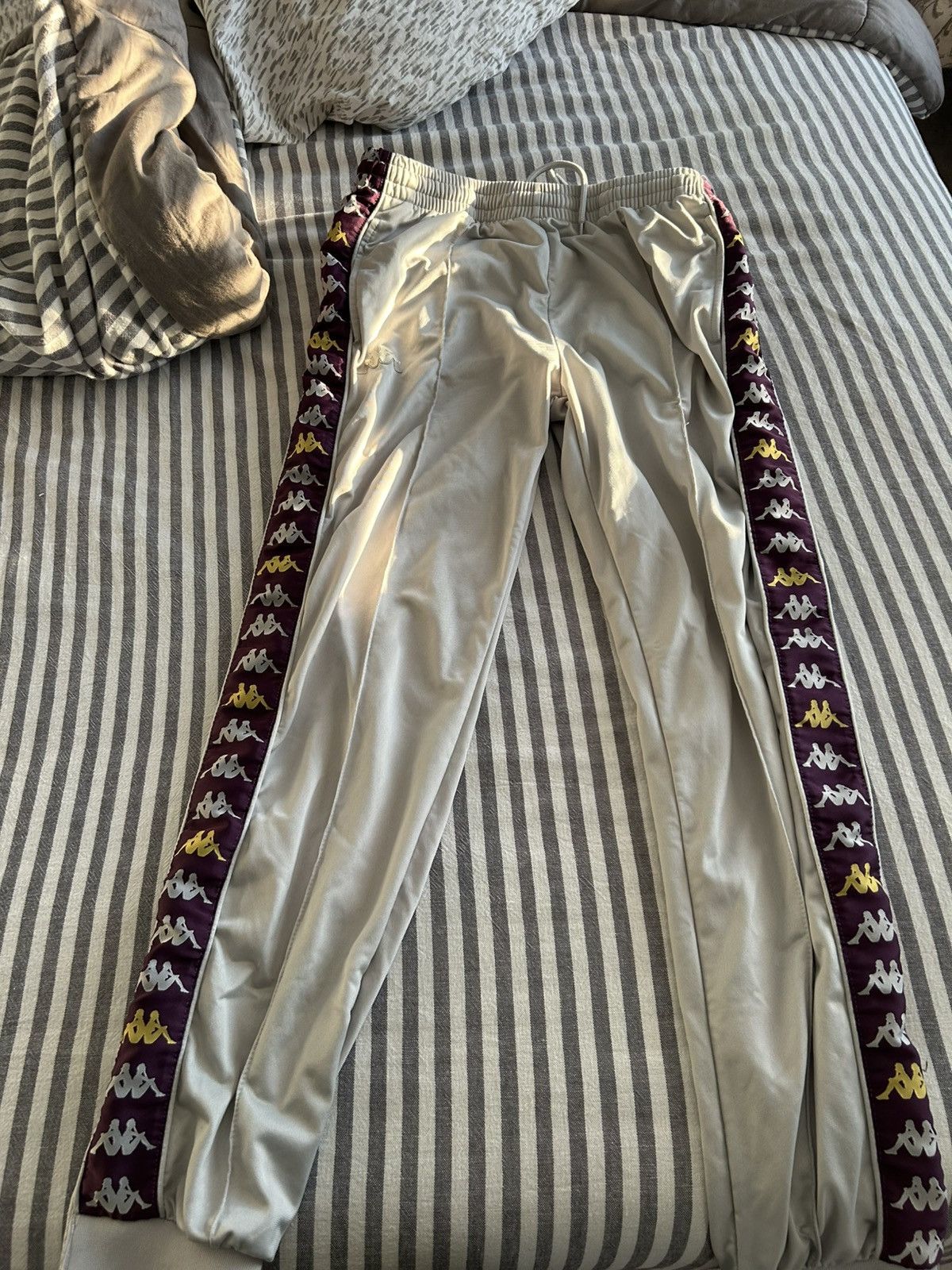 Kappa Kappa Silver Track Pants with Burgundy Logo Tape Size US 30 / EU 46 - 1 Thumbnail