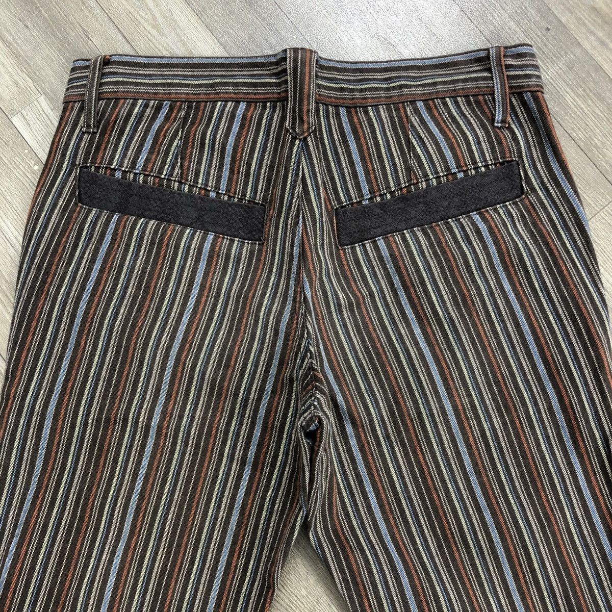 If Six Was Nine × Japanese Brand × Tornado Mart 2000s Tornado Mart Stripped Line Button GOA LGB Flared Jeans Size US 31 - 15 Thumbnail