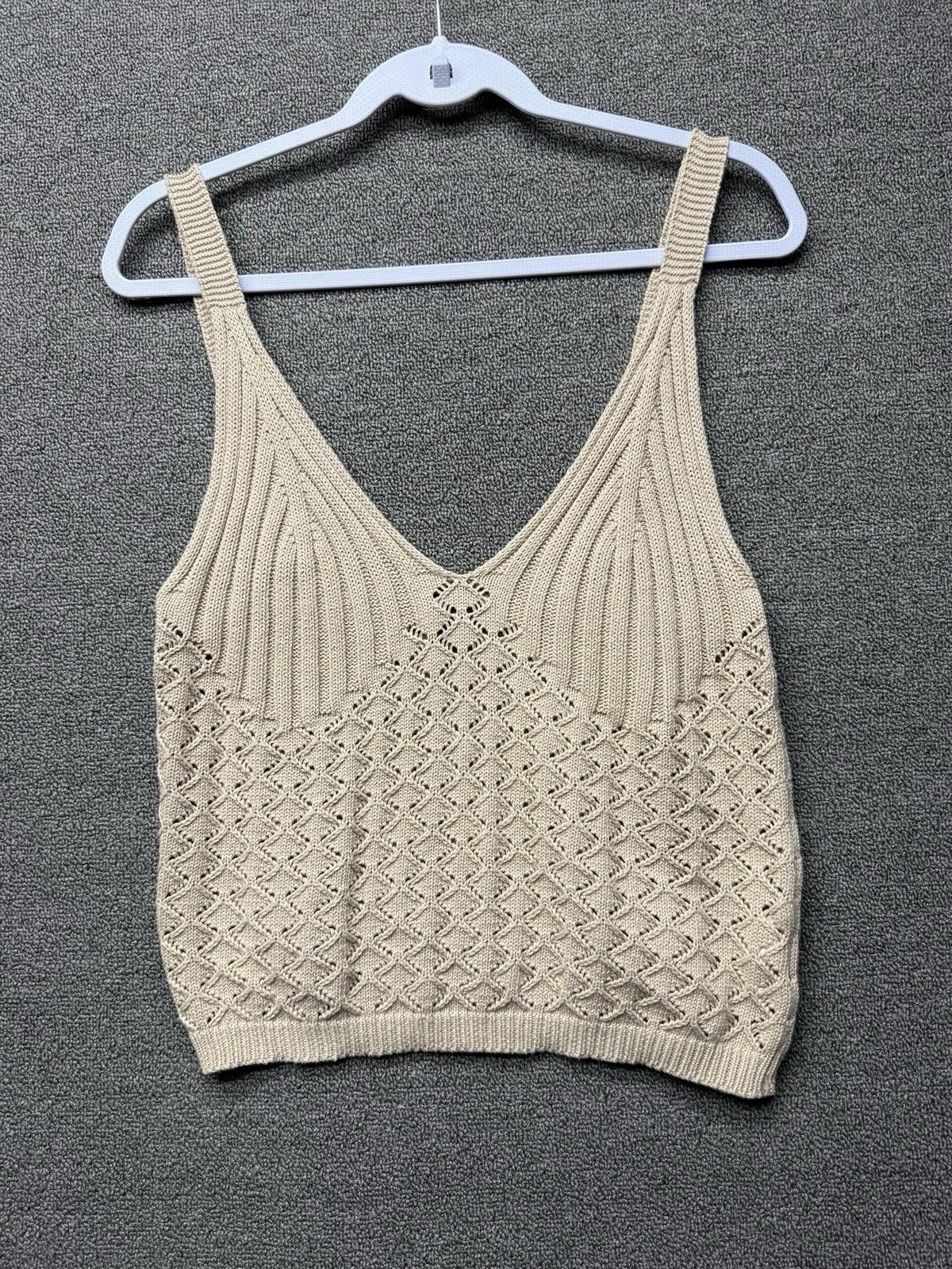 Other Streetwear Society Tan Crochet Crop Top Boho Shirt XL Size XL / US 12-14 / IT 48-50 - 1 Thumbnail