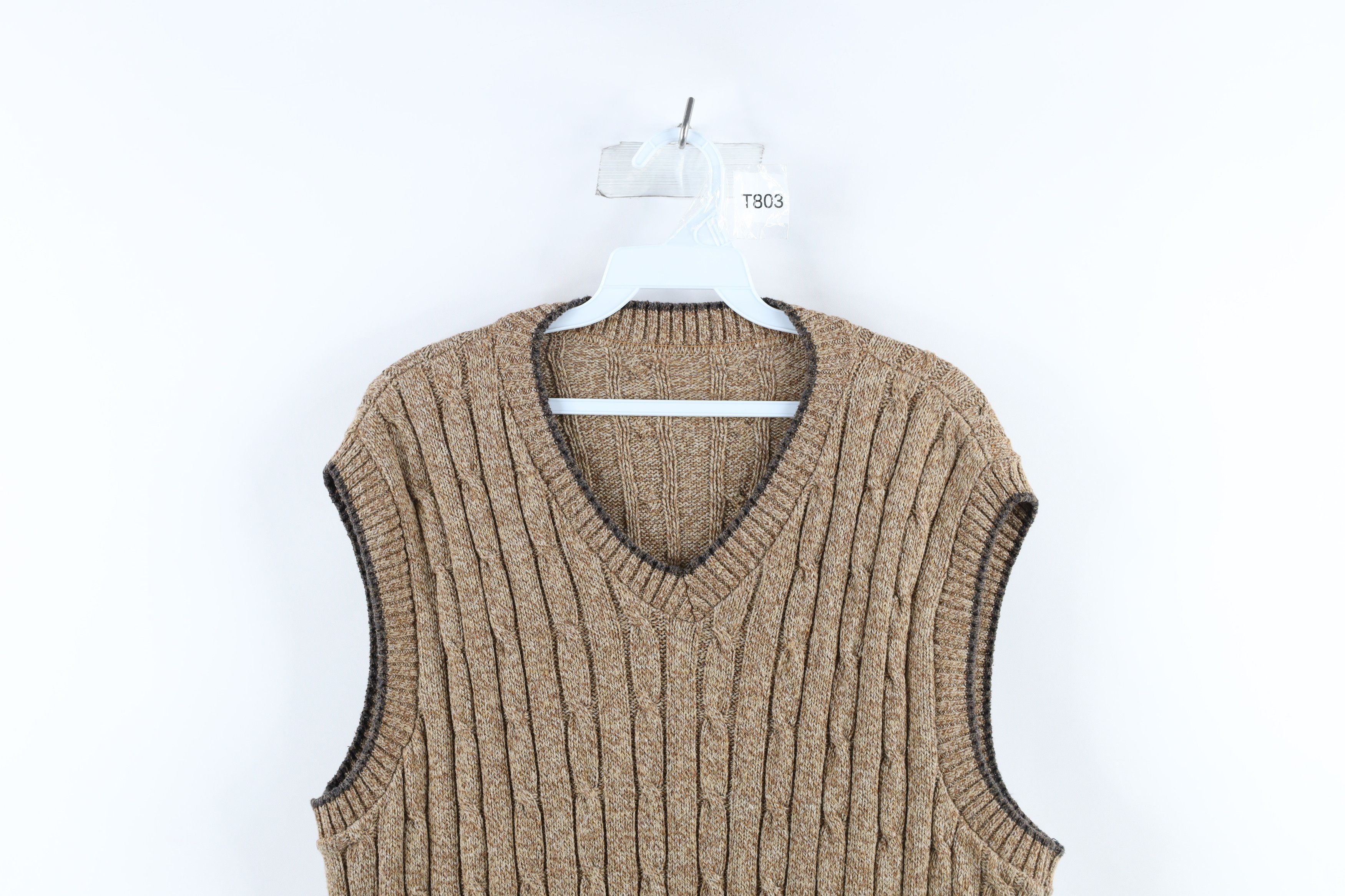 Vintage Vintage 90s Streetwear Ribbed Cable Knit V-Neck Sweater Vest Size US M / EU 48-50 / 2 - 2 Thumbnail