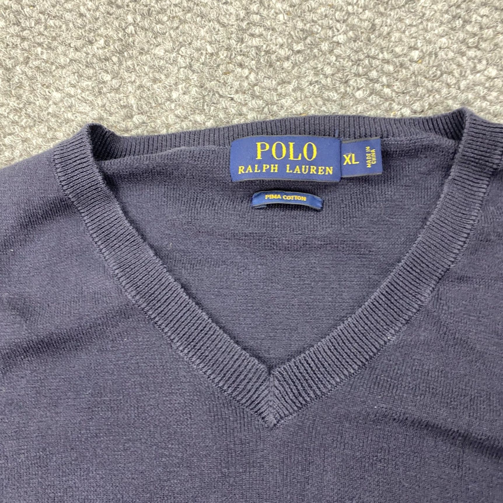 Polo Ralph Lauren POLO RALPH LAUREN Sweater Mens XL Navy V-Neck Pima Cotton Pullover Red Pony Size US XL / EU 56 / 4 - 3 Thumbnail