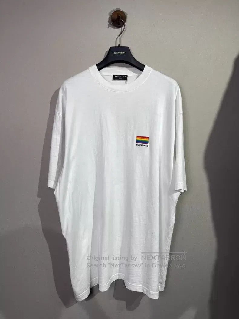 Balenciaga Balenciaga White Rainbow Short Sleeve Size US M / EU 48-50 / 2 - 1 Thumbnail