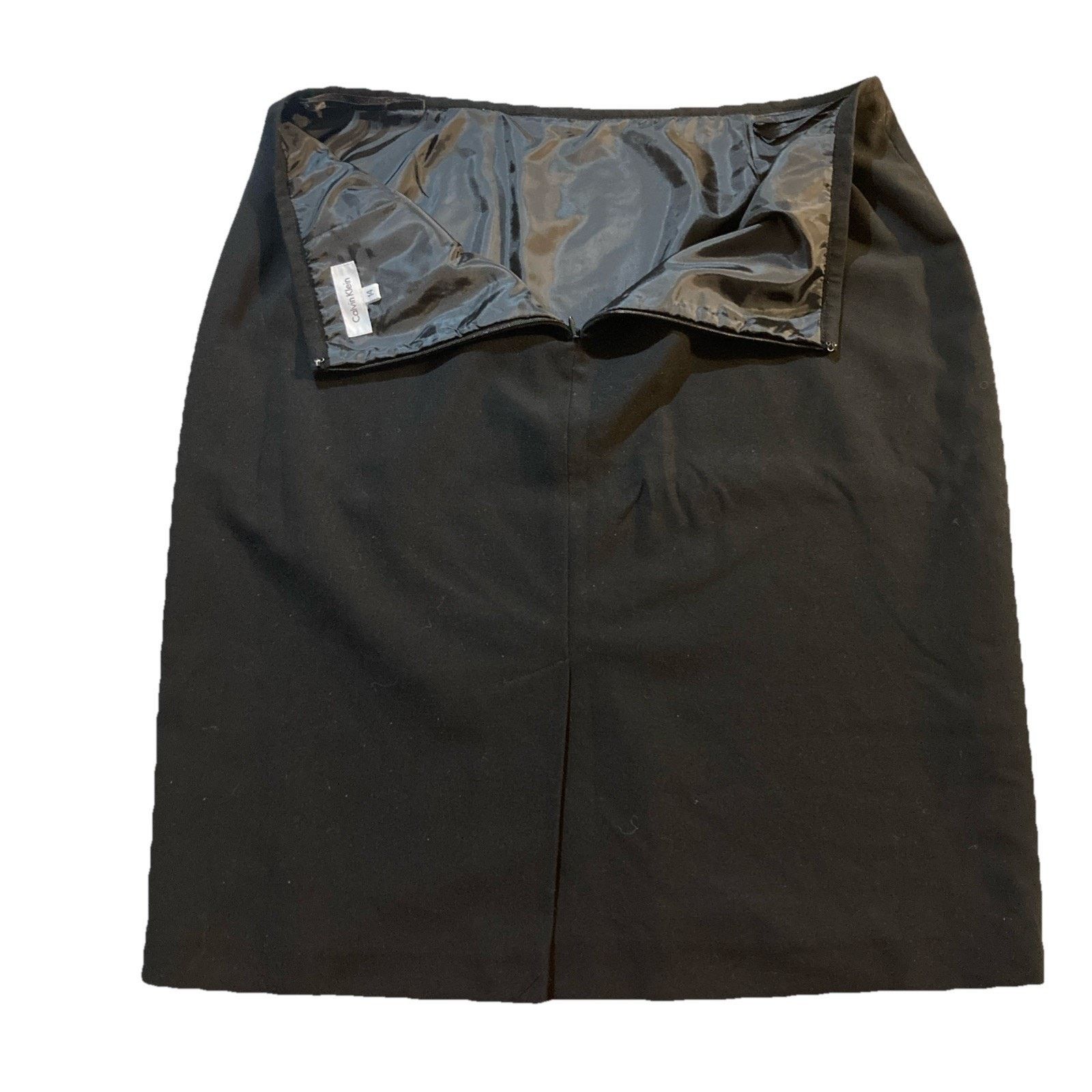 Calvin Klein Calvin Klein Womens Black Straight Pencil Skirt Knee Sz 14 Size 36" / US 14 / IT 50 - 4 Thumbnail