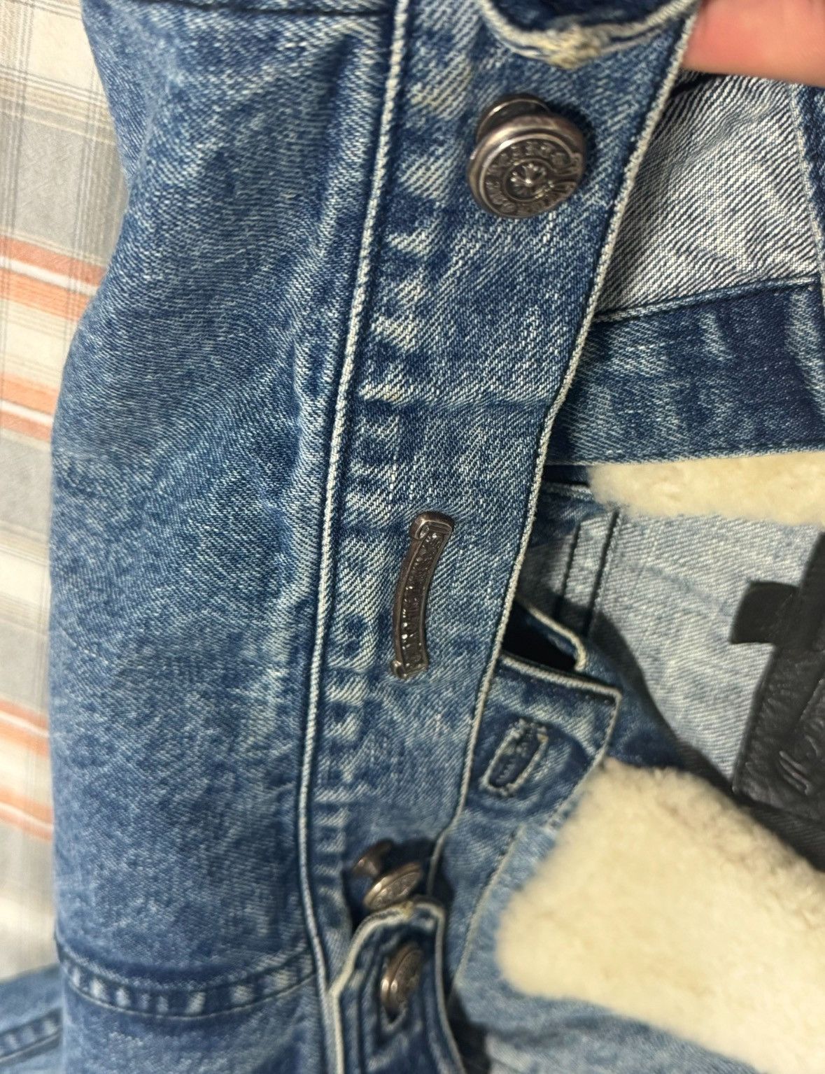 Chrome Hearts Cropped shearling denim jacket cross patch sleeve Size XS / US 0-2 / IT 36-38 - 4 Thumbnail