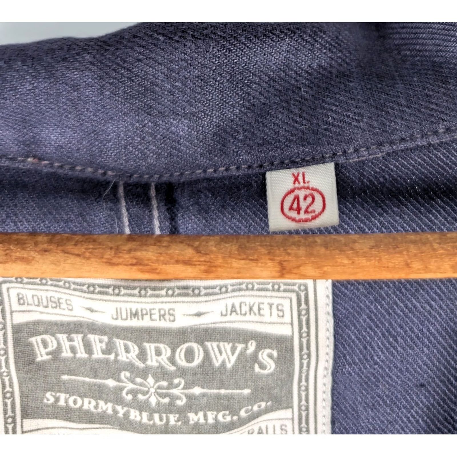 Vintage Pherrow's Stormy Blue Indigo Linen Twill Chore Coat XL NWT Japan Work Denim Jacket Mens XL Size US XL / EU 56 / 4 - 6 Thumbnail