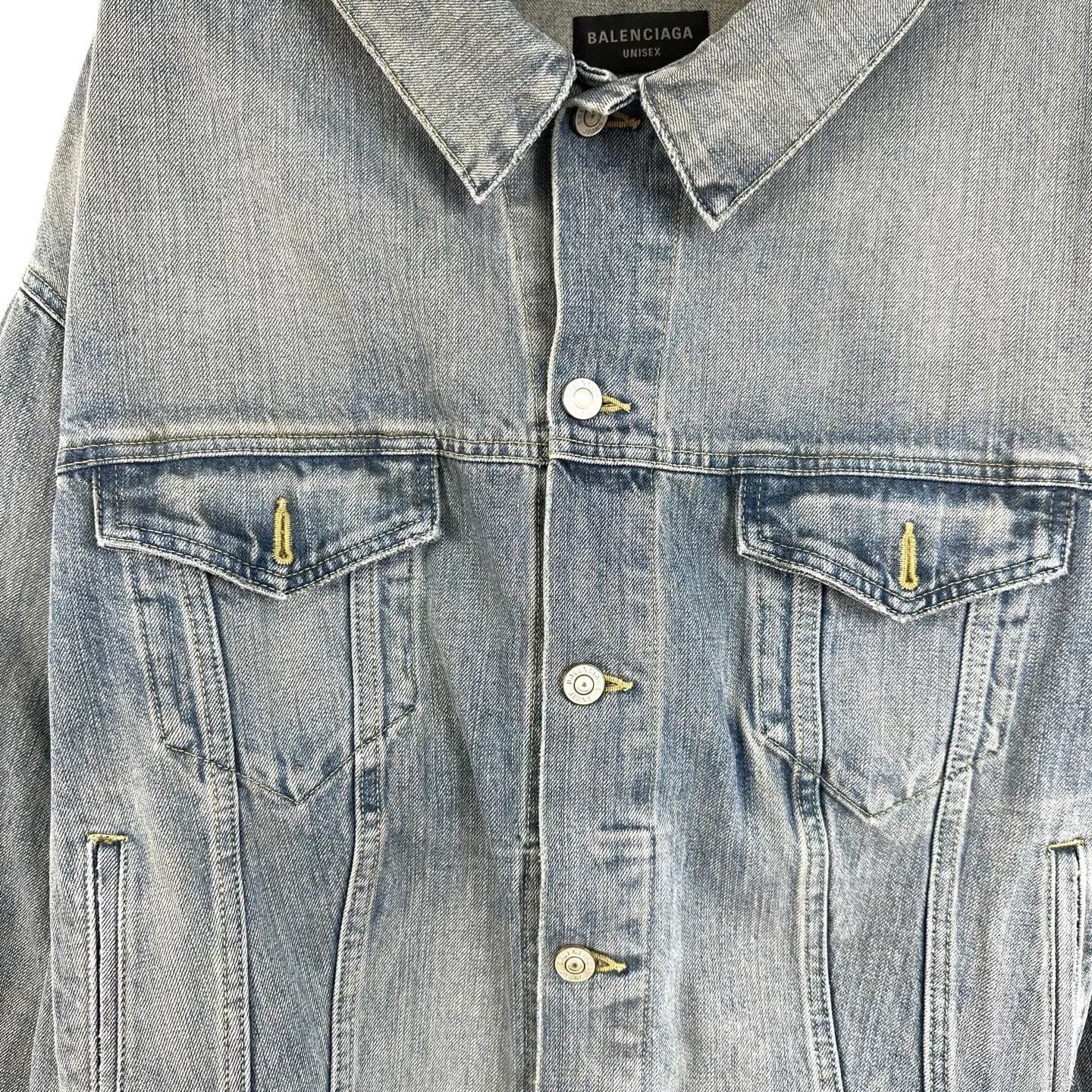 Balenciaga Balenciaga Washed Distressed Denim Jacket. Size S / US 4 / IT 40 - 5 Thumbnail