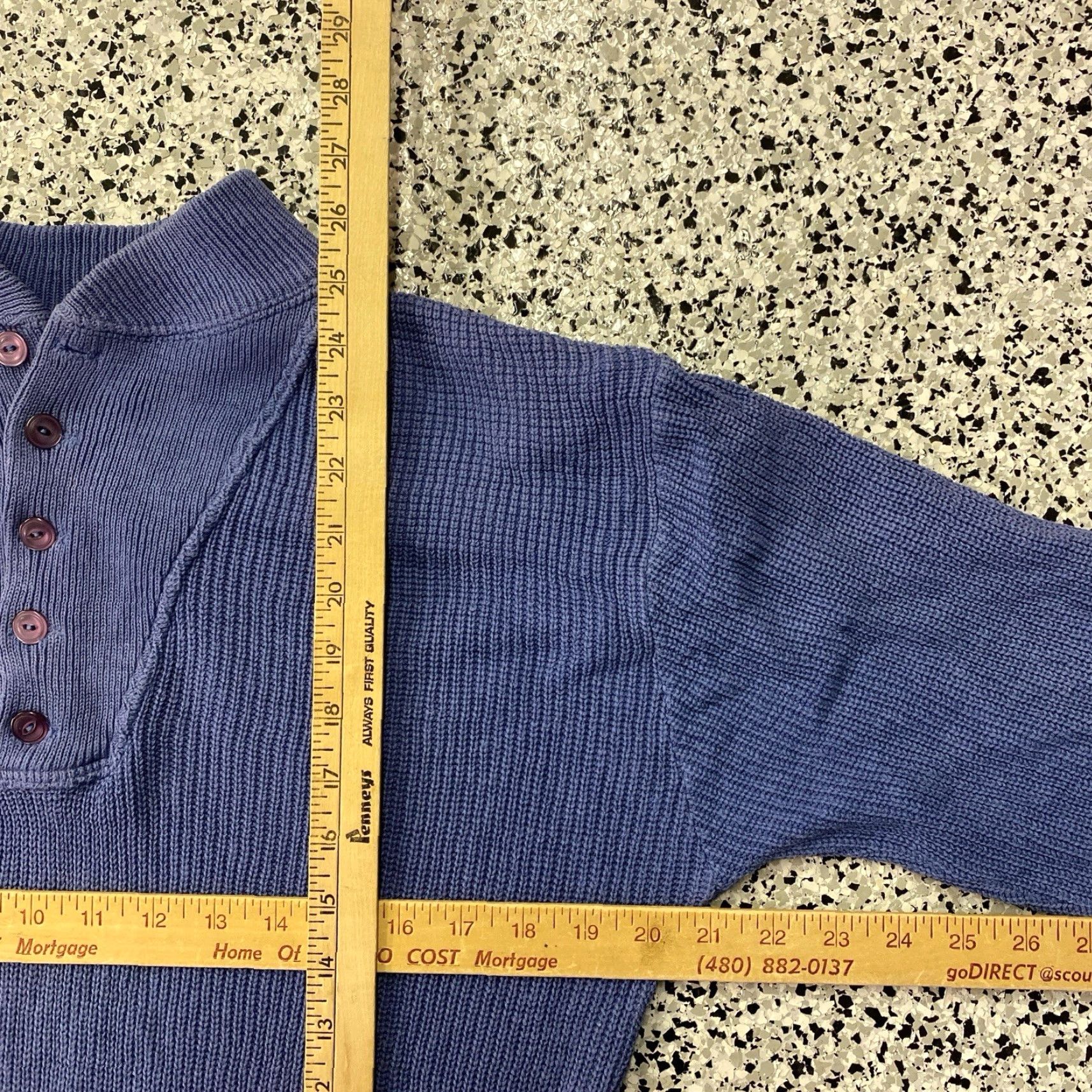 Vintage VINTAGE LL Bean Henley Women Large Blue Sweater Made in USA Stretch Size L / US 10 / IT 46 - 3 Thumbnail