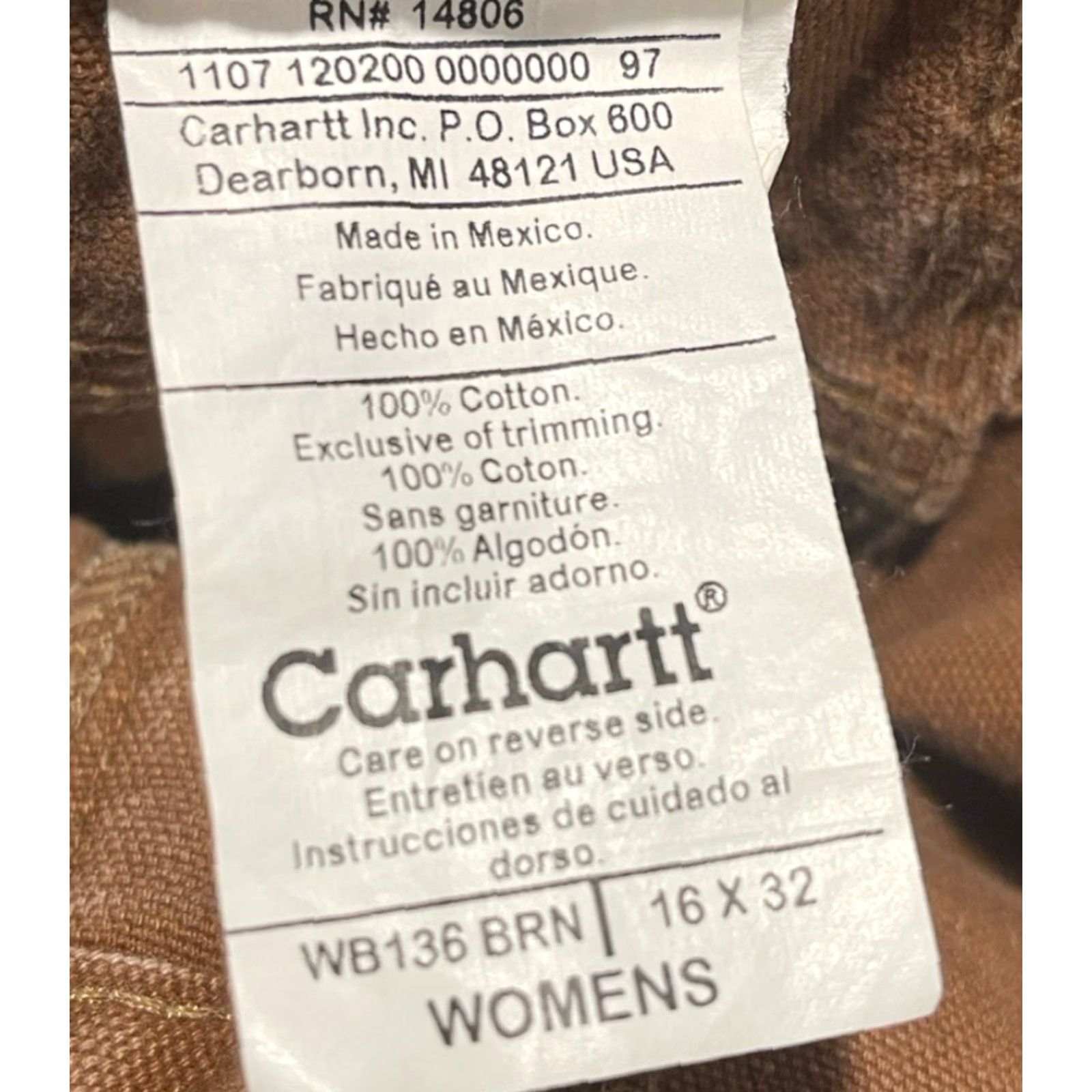 Carhartt Carhartt Pants Womens 16x32 Brown WB136 Double Knee Measures 34x30 Size 38" / US 16 / IT 52 - 2 Thumbnail