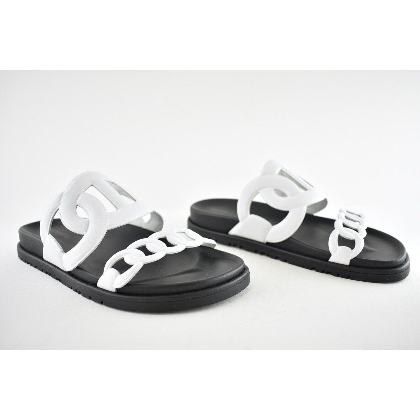 Hermes Hermes Extra Sandals White Black Chaine d'Ancre Leather Size US 7 / IT 37 - 4 Thumbnail