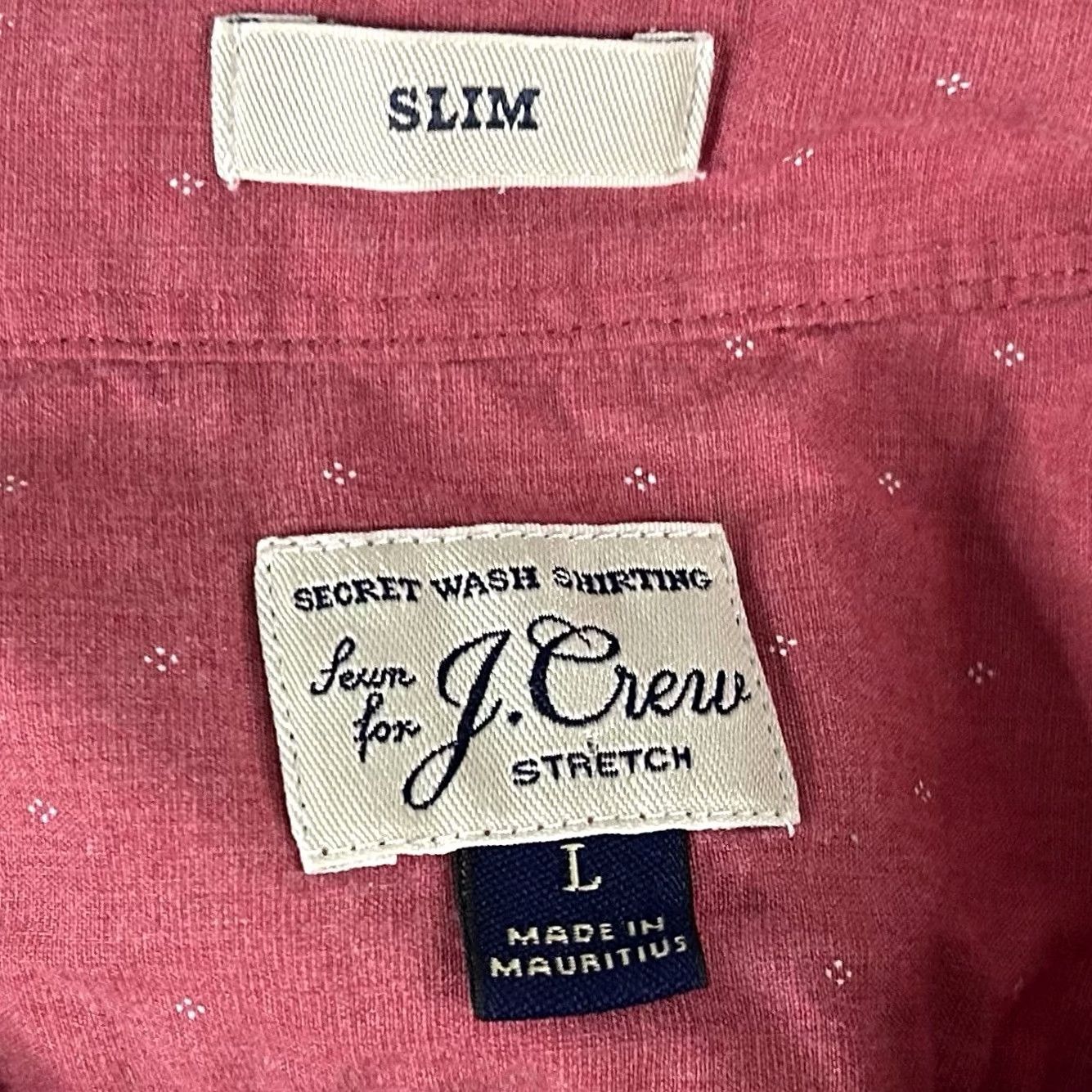 J.Crew J.CREW Shirt Slim Large Secret Wash Red White Speckled Cotton Blend Casual Button-Up Long Sleeve Mens Regular Size L Size US L / EU 52-54 / 3 - 3 Thumbnail