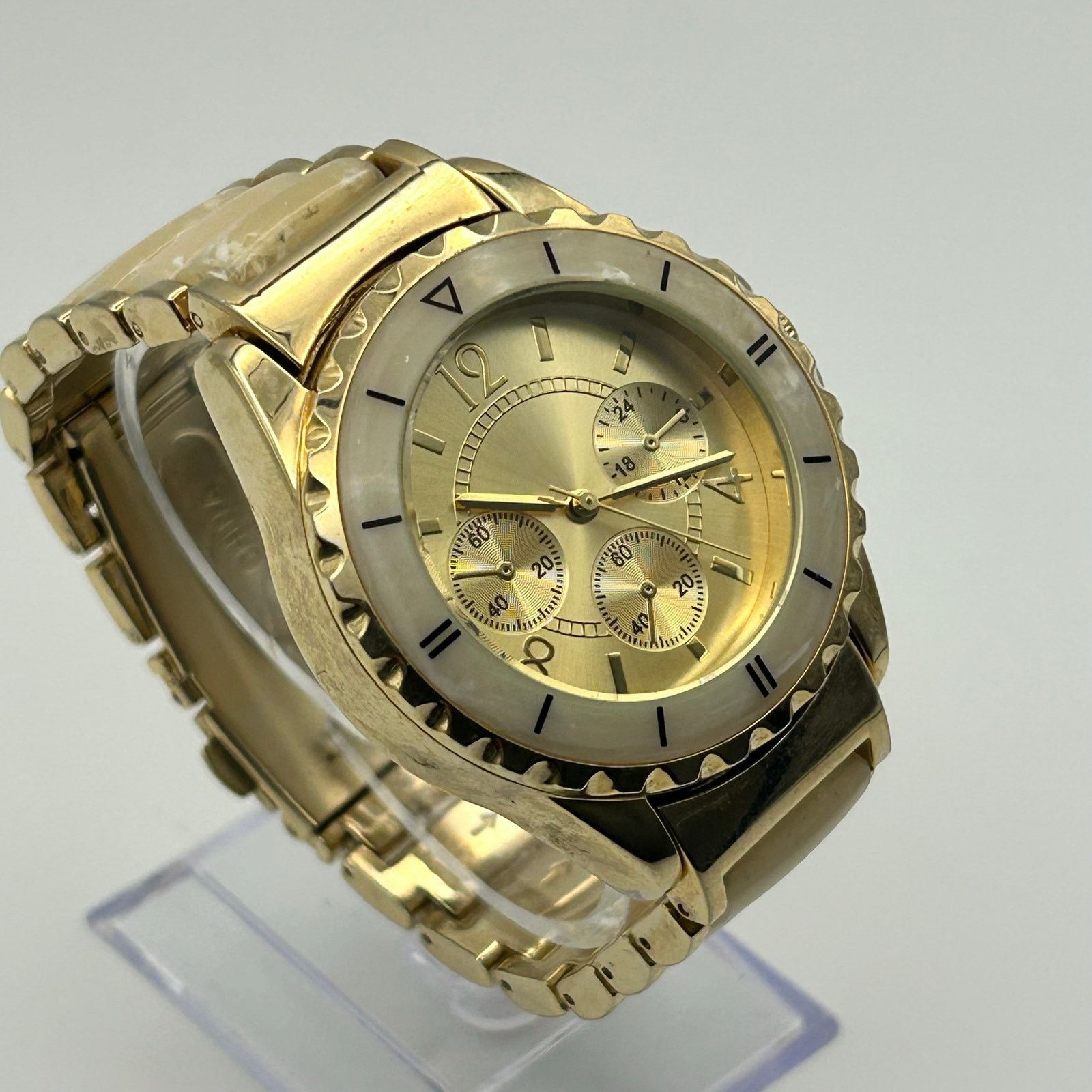 Other Women’s Gold Tone Chronograph Style Dial Watch New Battery Size ONE SIZE - 4 Thumbnail