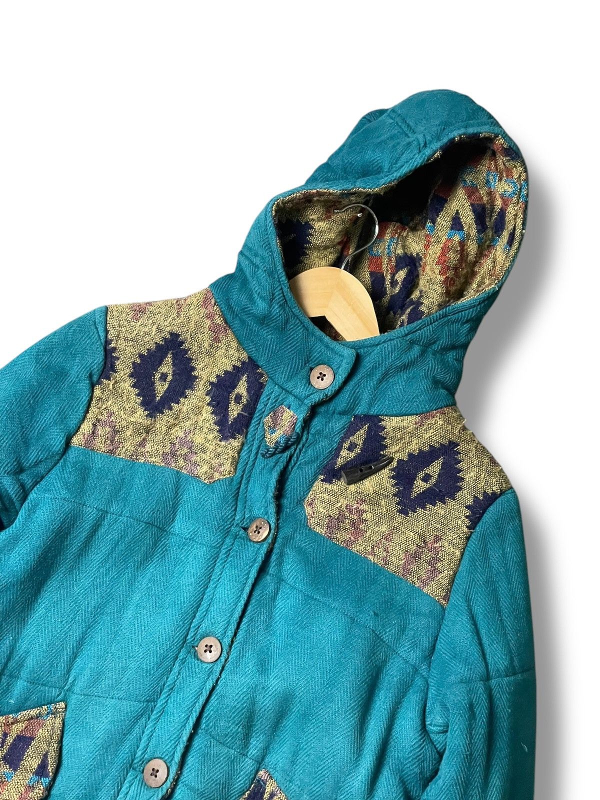Japanese Brand × Vintage AMINA Brand Native Design Hooded Jacket (99) Size US XXS / EU 40 - 2 Thumbnail