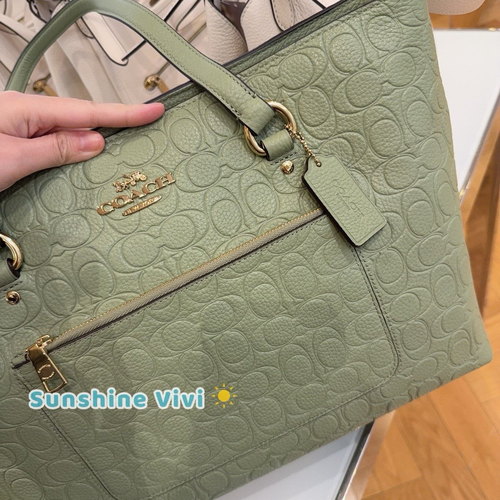 Coach NWT Coach Station Tote Bag Signature Leather CEW04 Pistachio Size ONE SIZE - 2 Thumbnail