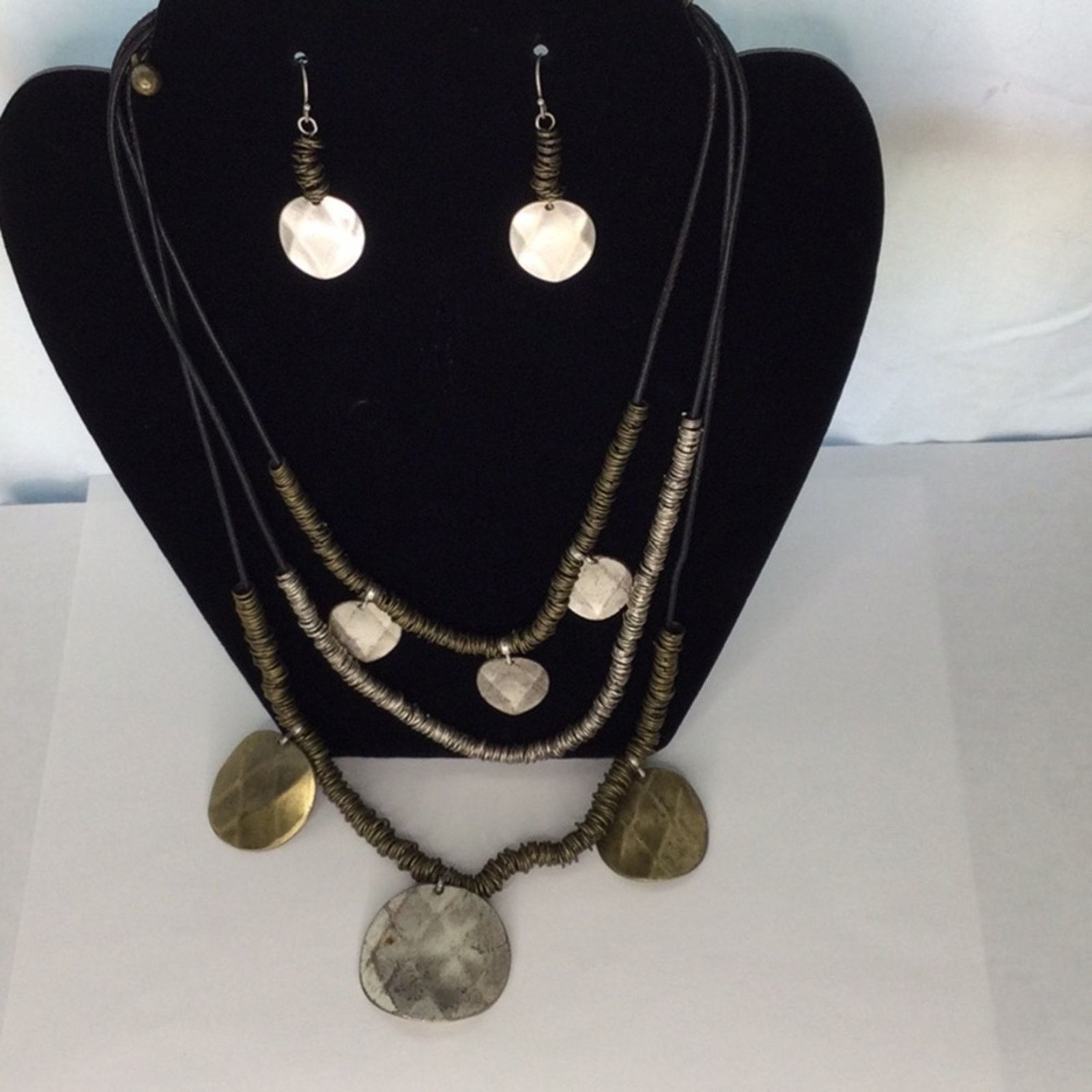 Chicos Chico's MultiLayered Gold & Silver Tone Necklace/Earring Set Size ONE SIZE - 1 Thumbnail