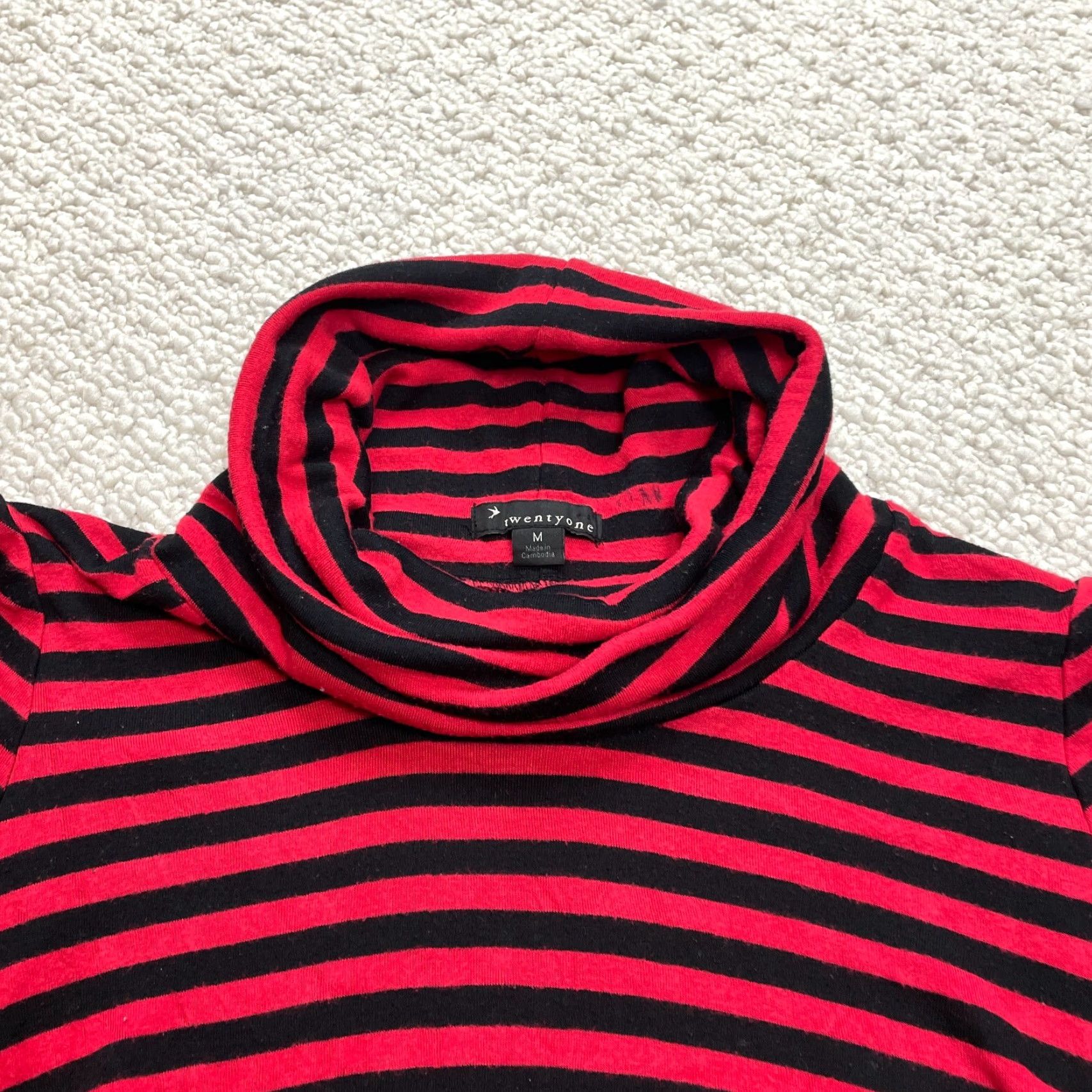 Merona Merona Sweater Shirt Womens Medium Black Red Striped Cowl Neck Short Sleeve Knit Pullover All Seasons Size M / US 6-8 / IT 42-44 - 5 Thumbnail