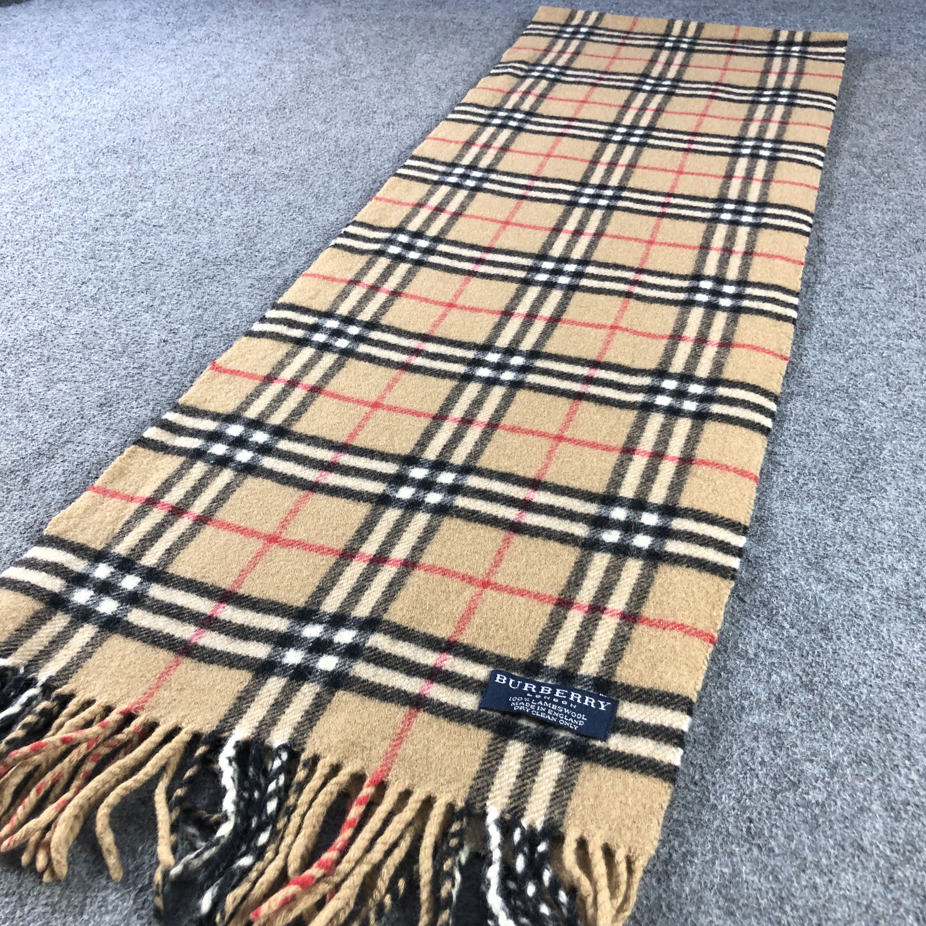 Burberry Burberry Tan Nova Check Wool Scarf Muffler V2867 Size ONE SIZE - 3 Thumbnail