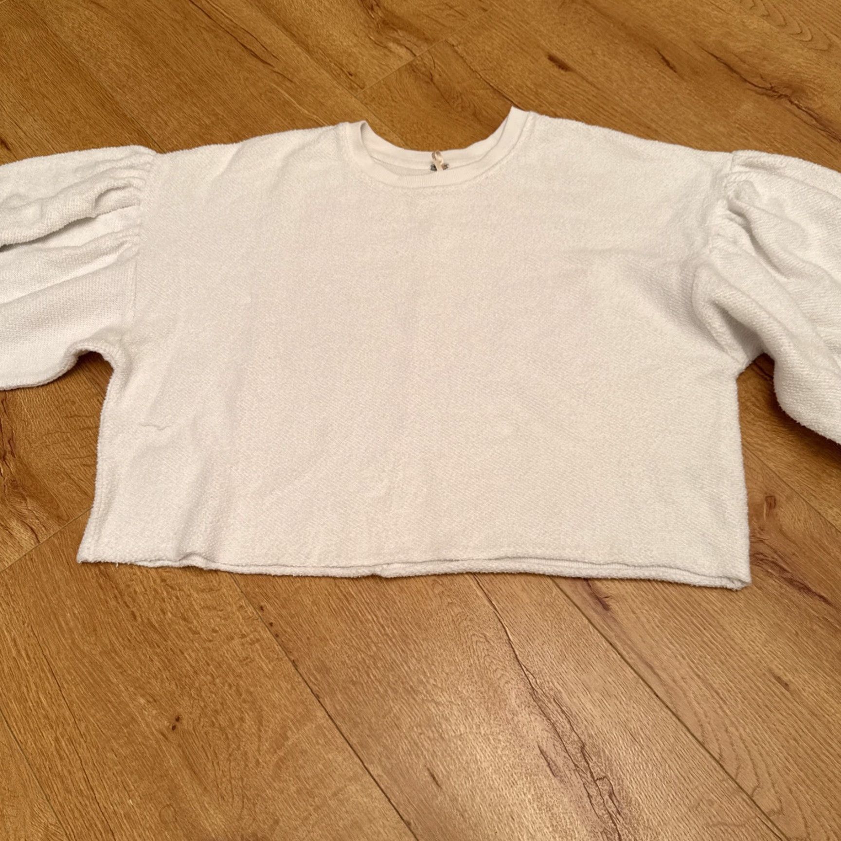 Free People Free People Sweater Women S White Round Neck Long Sleeve Pullover Cotton Blend French Terry Bohemian Crop Casual Size S / US 4 / IT 40 - 3 Thumbnail