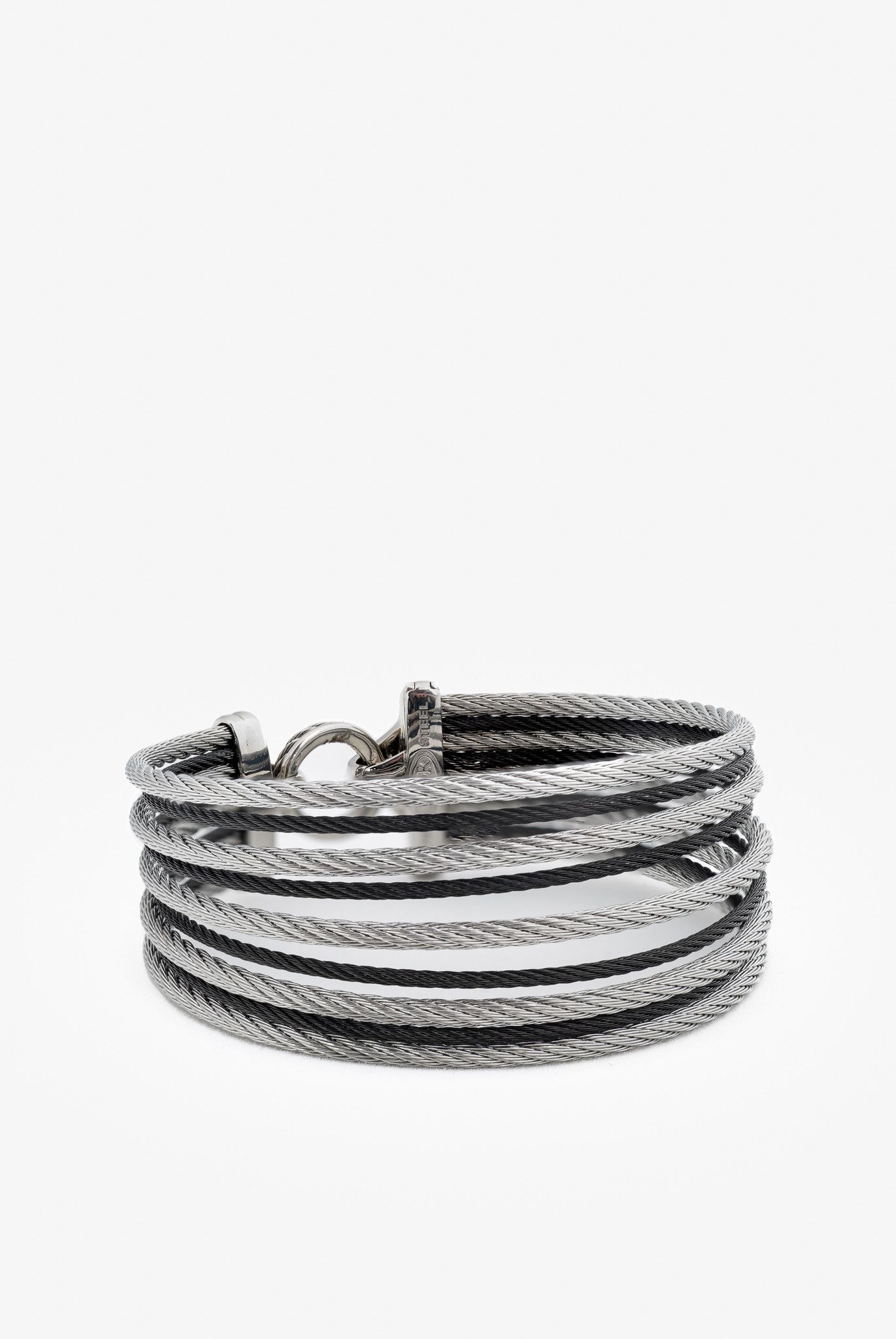 Other ALOR Steel & 18k White Gold Black 9-Row Cable Bangle Size ONE SIZE - 2 Thumbnail