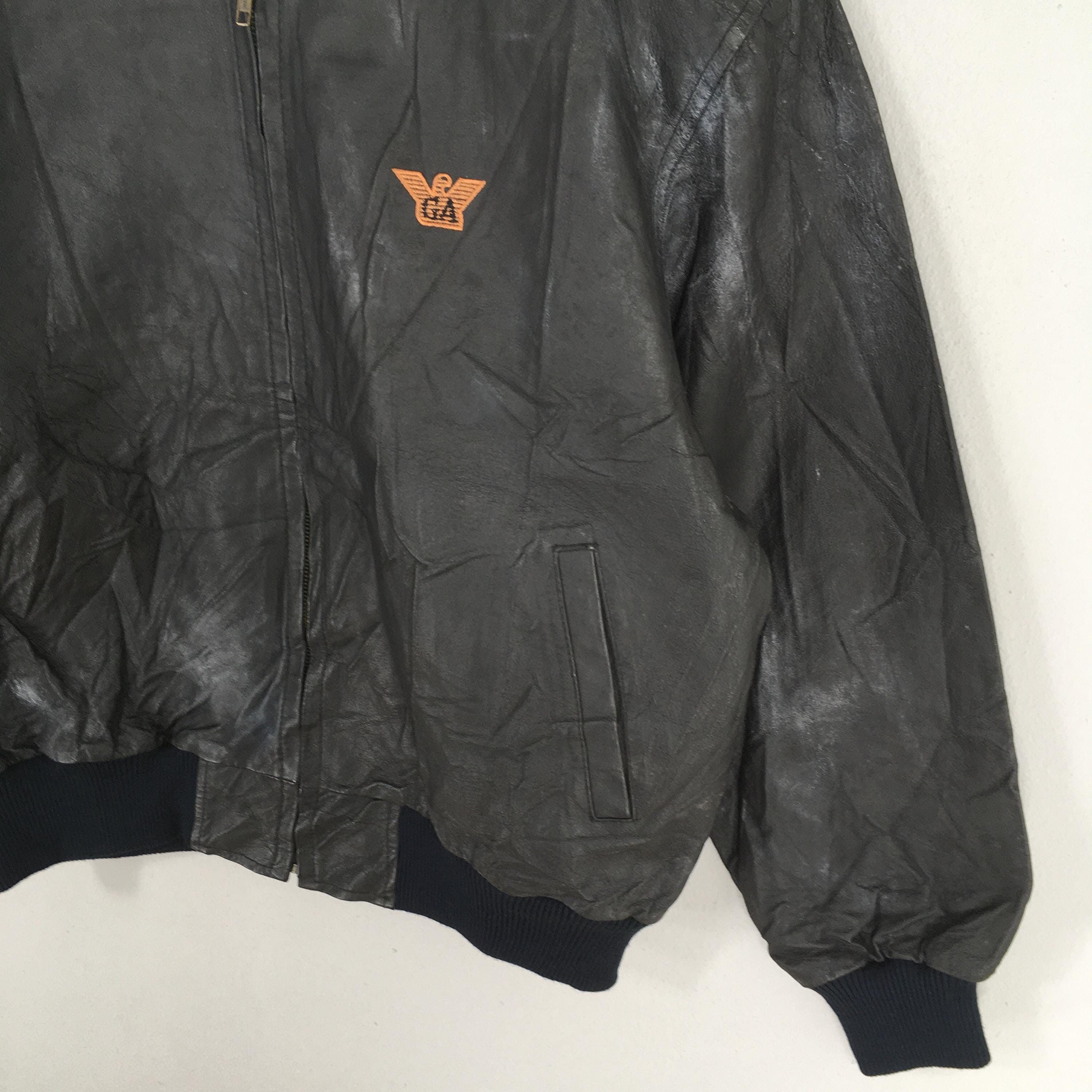 Armani 1990's GA Giorgio Armani Jeans Leather Black Jacket Large Size US L / EU 52-54 / 3 - 4 Thumbnail