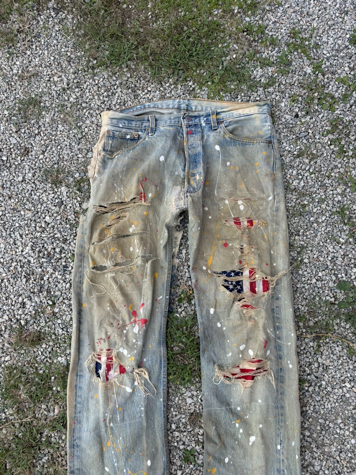 Levi's 🔥LEVIS 501🇺🇸 MADE IN USA THRASHED DISTRESS RIPPED DENIM Size US 36 / EU 52 - 3 Thumbnail