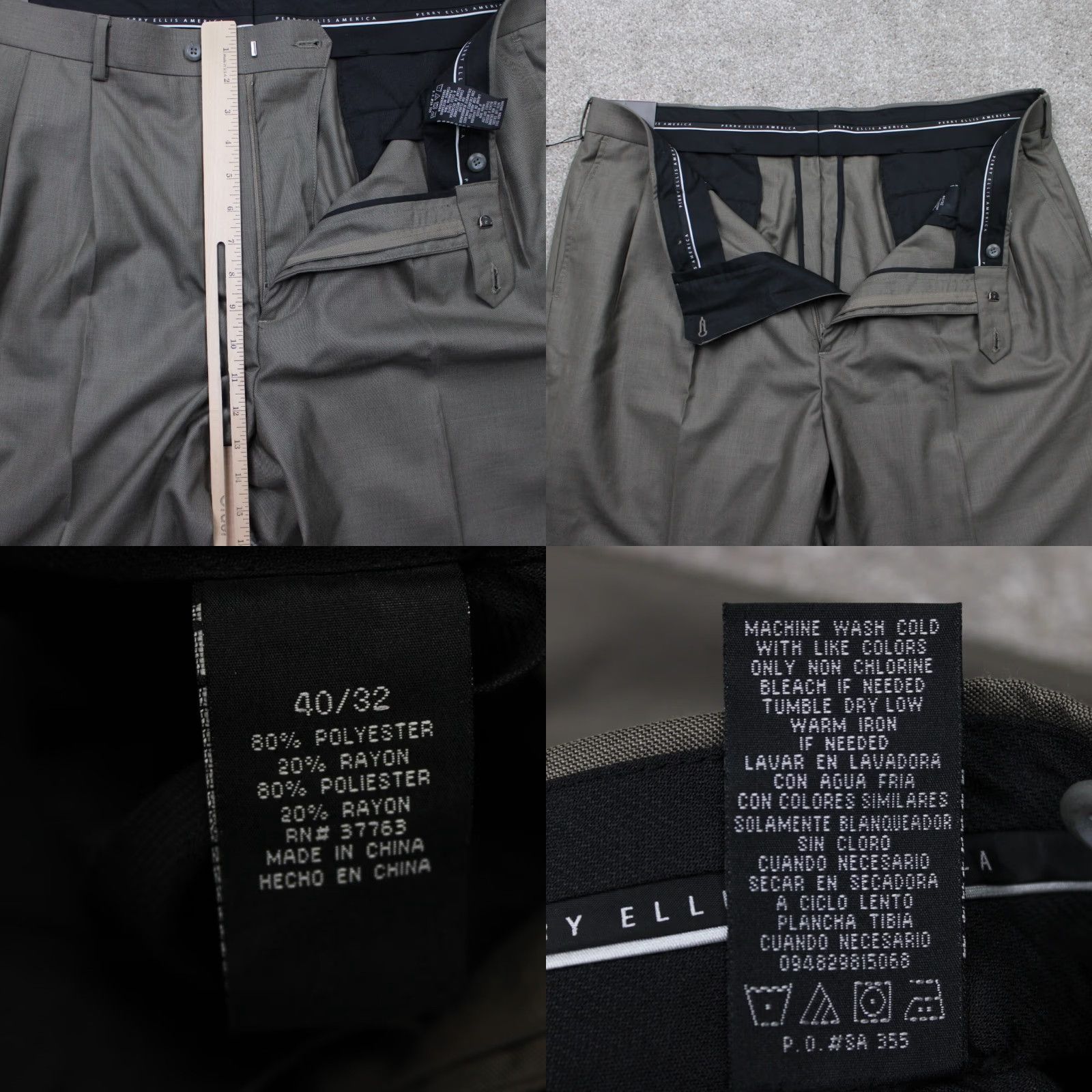 Perry Ellis Perry Ellis Dress Pants Mens 40x32 Gray Flat Front Polyester/Rayon NWT City Fit Pants Size US 40 / EU 56 - 8 Thumbnail