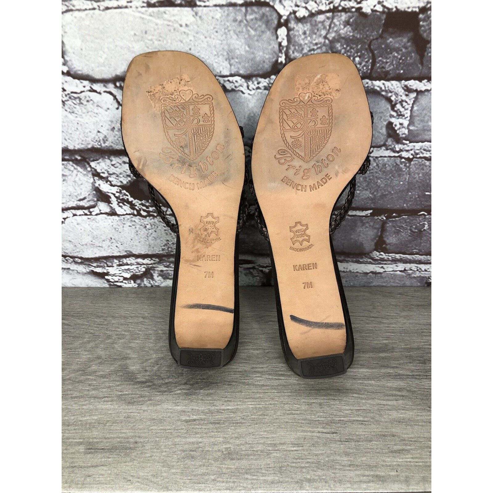 Brighton Brighton Karen Brown Copper Woven Leather Slide Heel Sandals Size US 7 / IT 37 - 7 Thumbnail