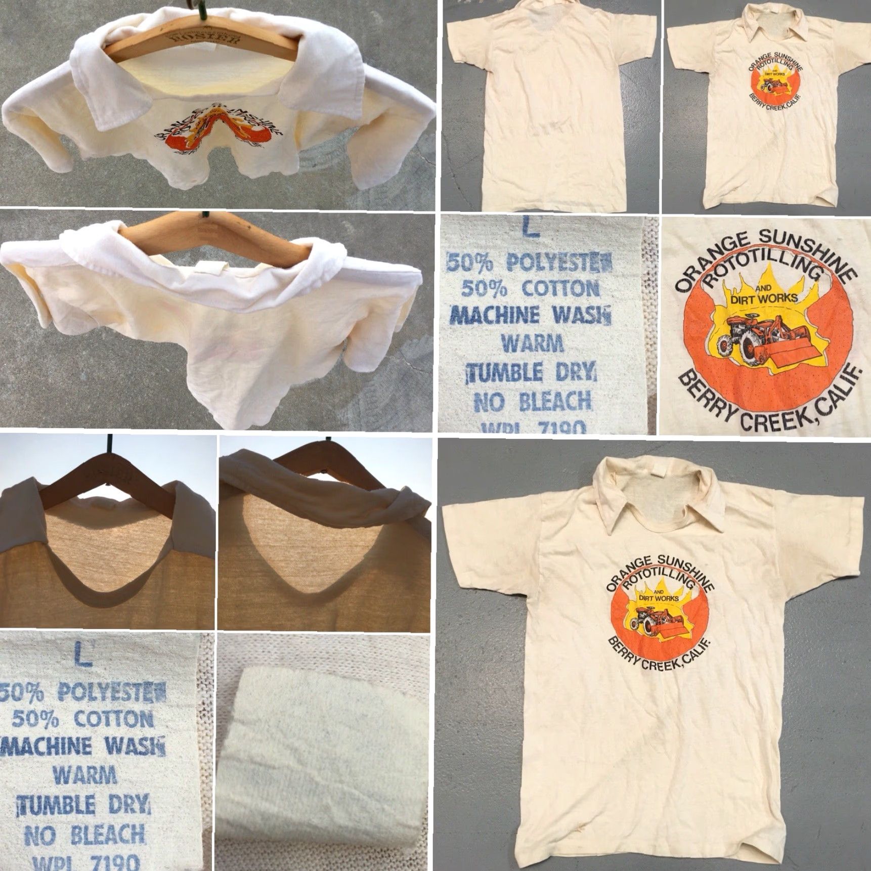 Vintage VINTAGE Orange Sunshine Rototilling And Dirt Works Berry Creek Calif Shirt L Ivory Polo Rugby Short Sleeve Mens/Womens? Size US L / EU 52-54 / 3 - 2 Thumbnail