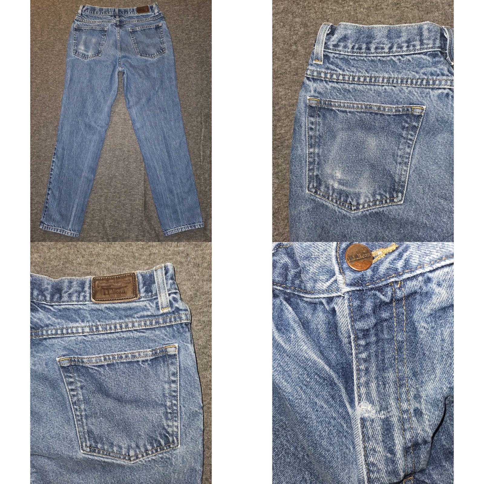 Vintage VINTAGE L.L. Bean Double L Tapered Jeans Mens 33x30 Blue Denim Distressed Logo Classic Fit 90s Outdoors Jeans Male Size US 33 - 8 Thumbnail