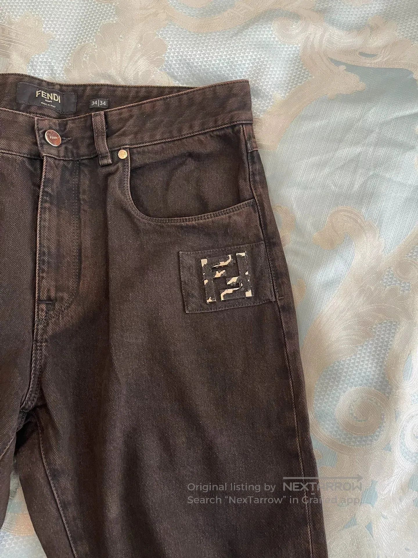 Fendi fendi dark brown jeans with logo accents. Size US 34 / EU 50 - 3 Thumbnail