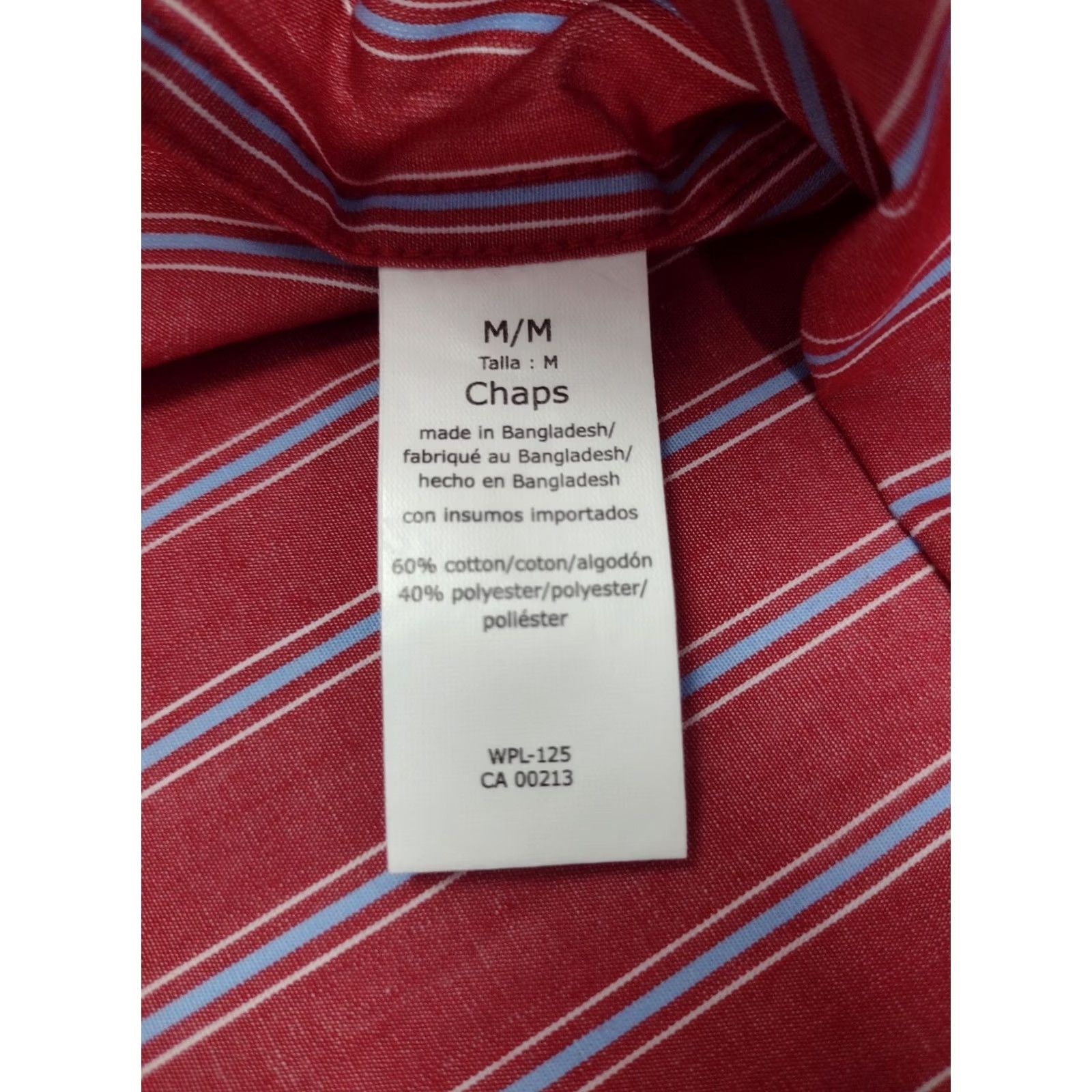 Chaps Chaps Shirt Men Long Sleeve Red/Blue Stripe Button-Down Size M Regular Collar Button-Up #1688 Clothing, Colorful, 60% Cotton/40% Polyester, Easy Care Size US M / EU 48-50 / 2 - 4 Thumbnail