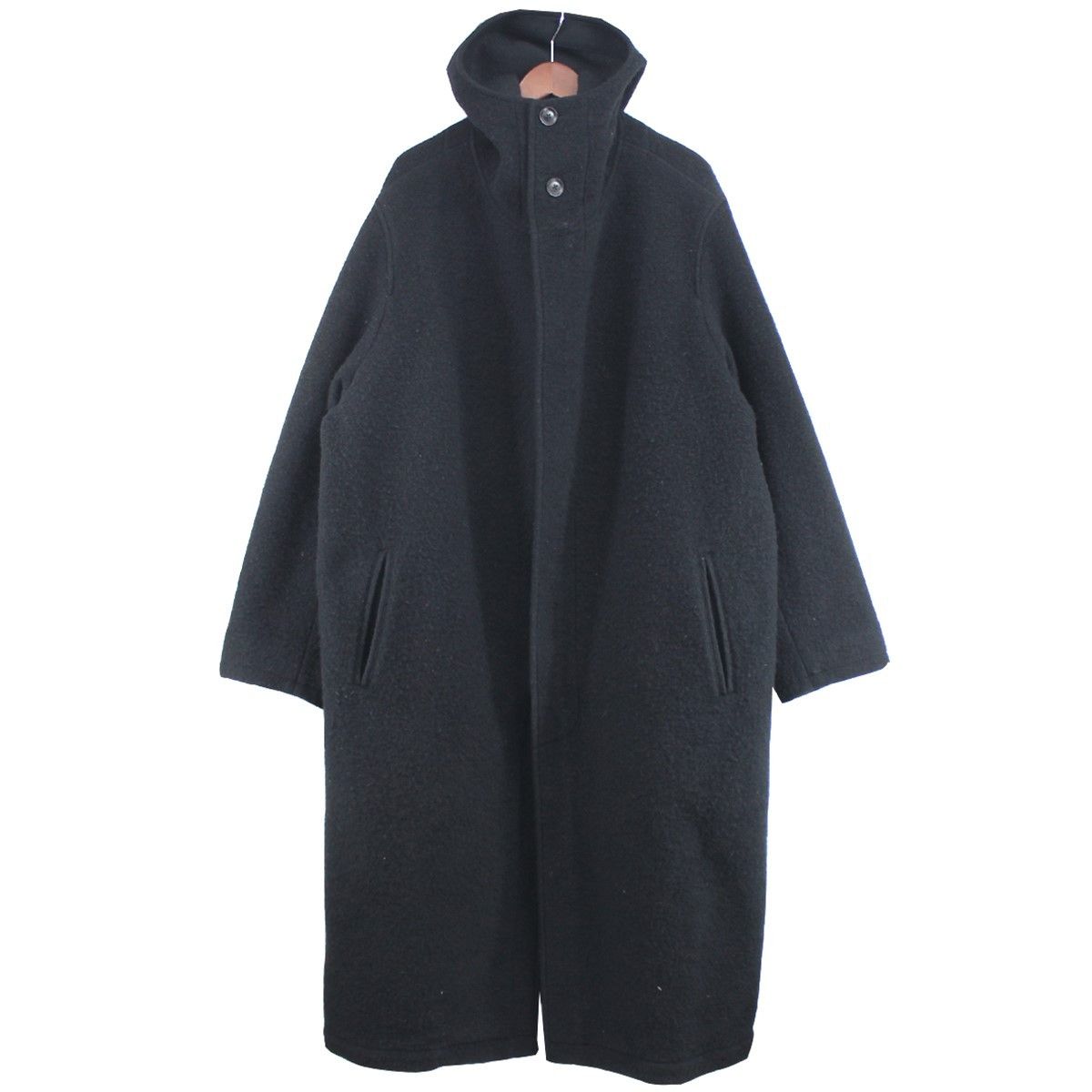 image of Yohji Yamamoto Pour Homme 21Aw Hooded Fastener Coat in Black, Men's (Size Small)