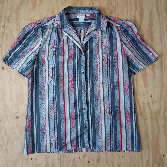 Vintage Vintage Pykettes Speckled Stripes Polyester Disco Shirt Size M / US 6-8 / IT 42-44 - 2 Thumbnail