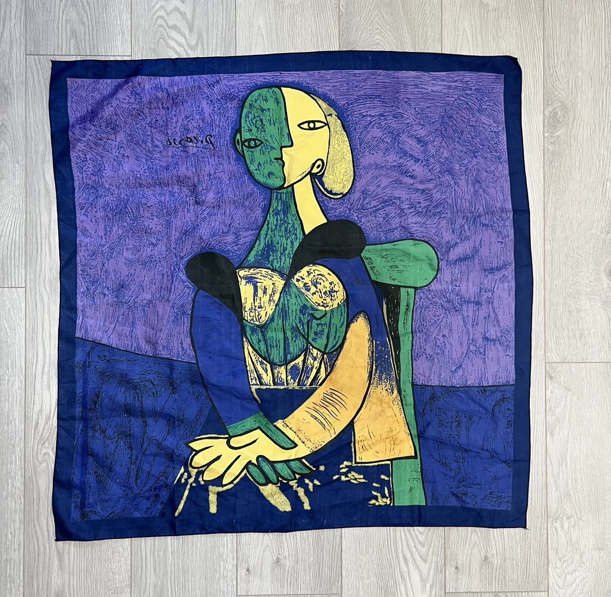 Vintage Vintage 90s Picasso Silk Scarf Art museum purple Size ONE SIZE - 3 Thumbnail