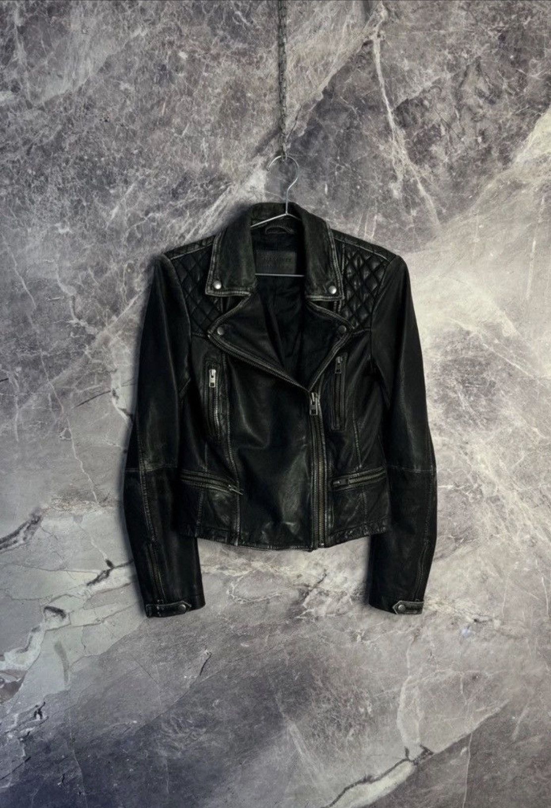 Allsaints AllSaints Cargo Biker Used Style Leather Jacket ! Size S / US 4 / IT 40 - 1 Thumbnail