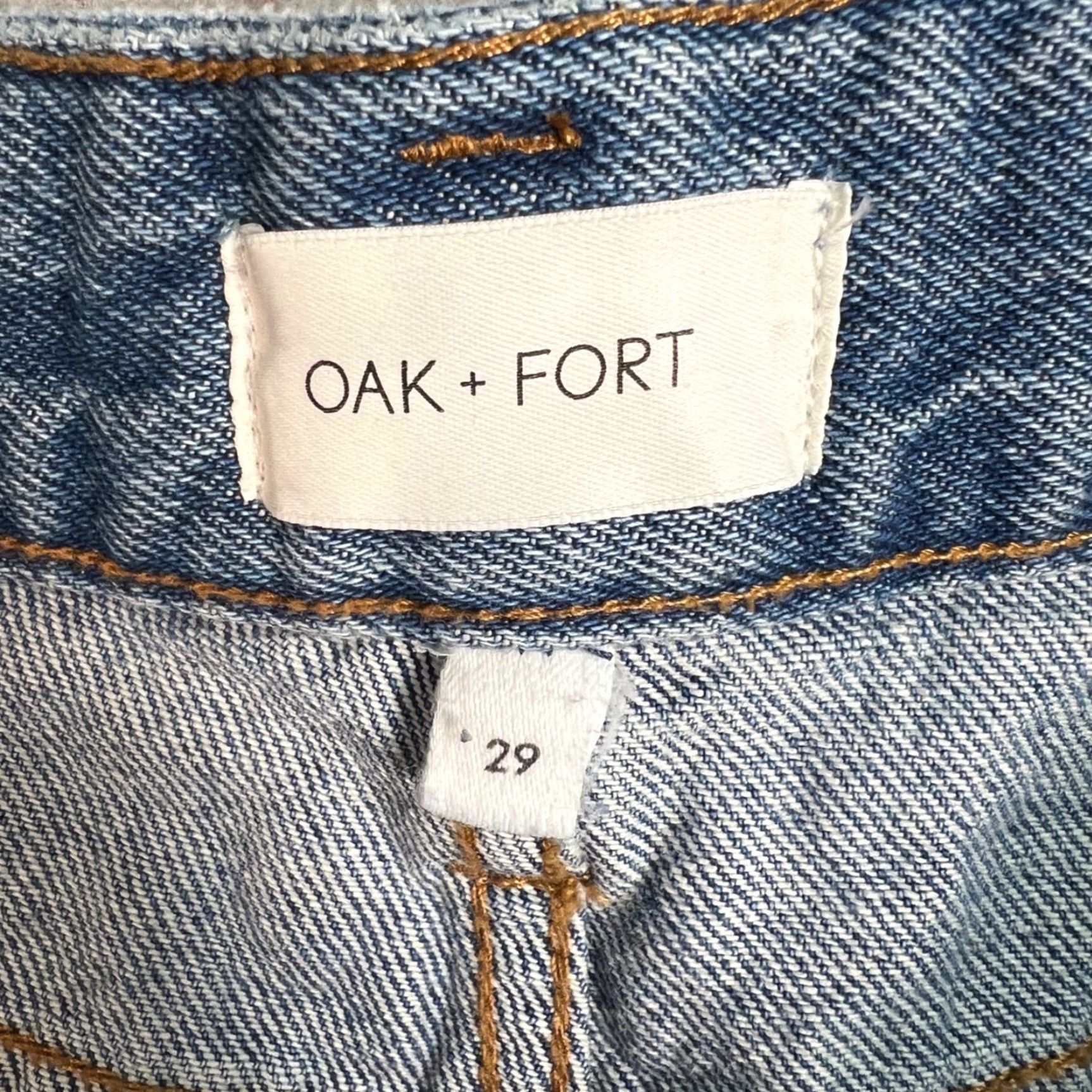 Oak + Fort Oak + Fort Denim Jeans Womens 29 High-Waist Wide Blue 5-Pocket Style Wide-Leg Jeans Womens Size ONE SIZE - 3 Thumbnail