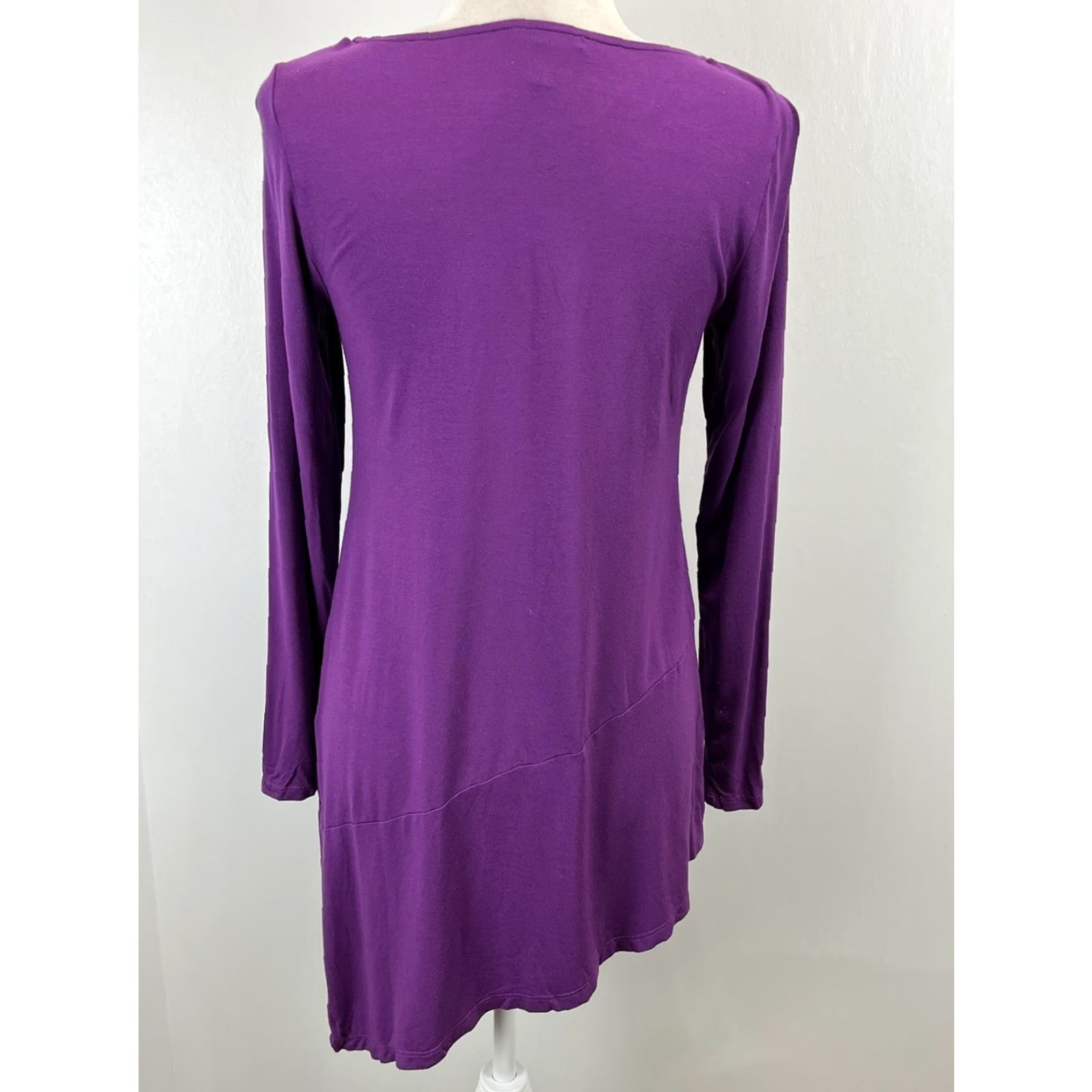 Eileen Fisher VINTAGE EILEEN FISHER Jersey Tunic Shirt Women's Tunic Size S Asymmetrical Hem Long Sleeve Purple Size S / US 4 / IT 40 - 3 Thumbnail