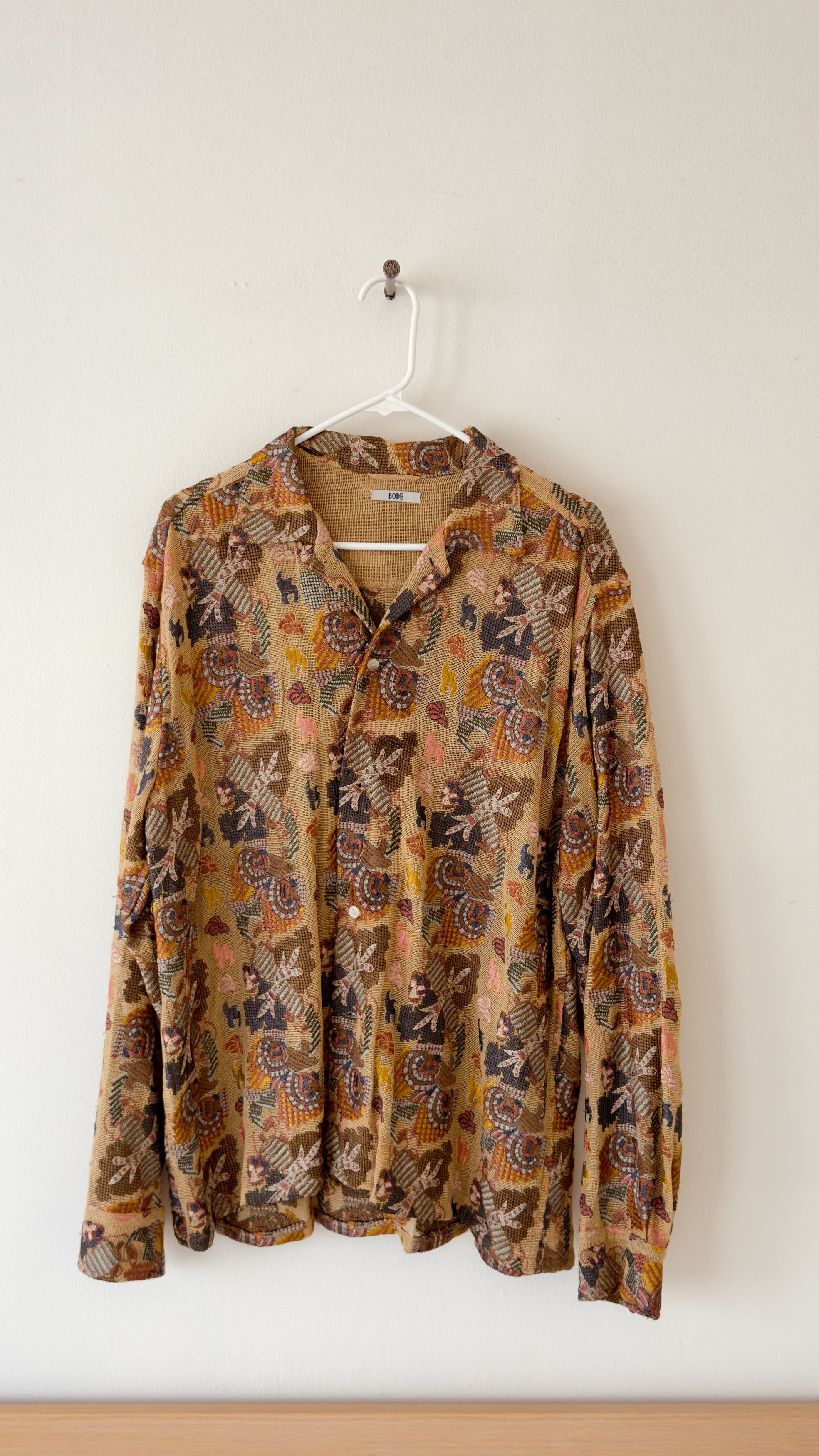 Bode Embroidered Camp Collar Shirt Size US XL / EU 56 / 4 - 1 Thumbnail