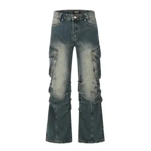 Japanese Brand Streetwear Side Pockets Washed Baggy Blue Jean Unisex Size US 30 / EU 46 - 1 Thumbnail