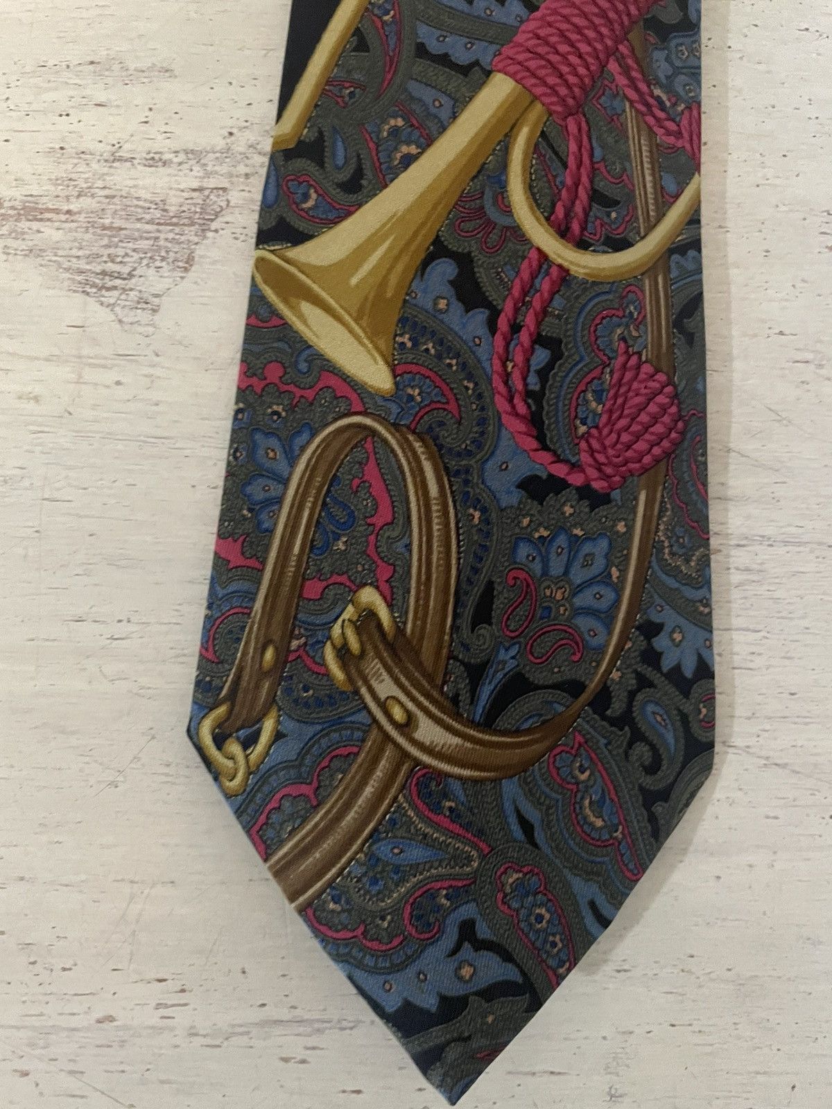 Polo Ralph Lauren × Vintage Rare Paisley-Polo Player Print Silk Tie Size ONE SIZE - 2 Thumbnail