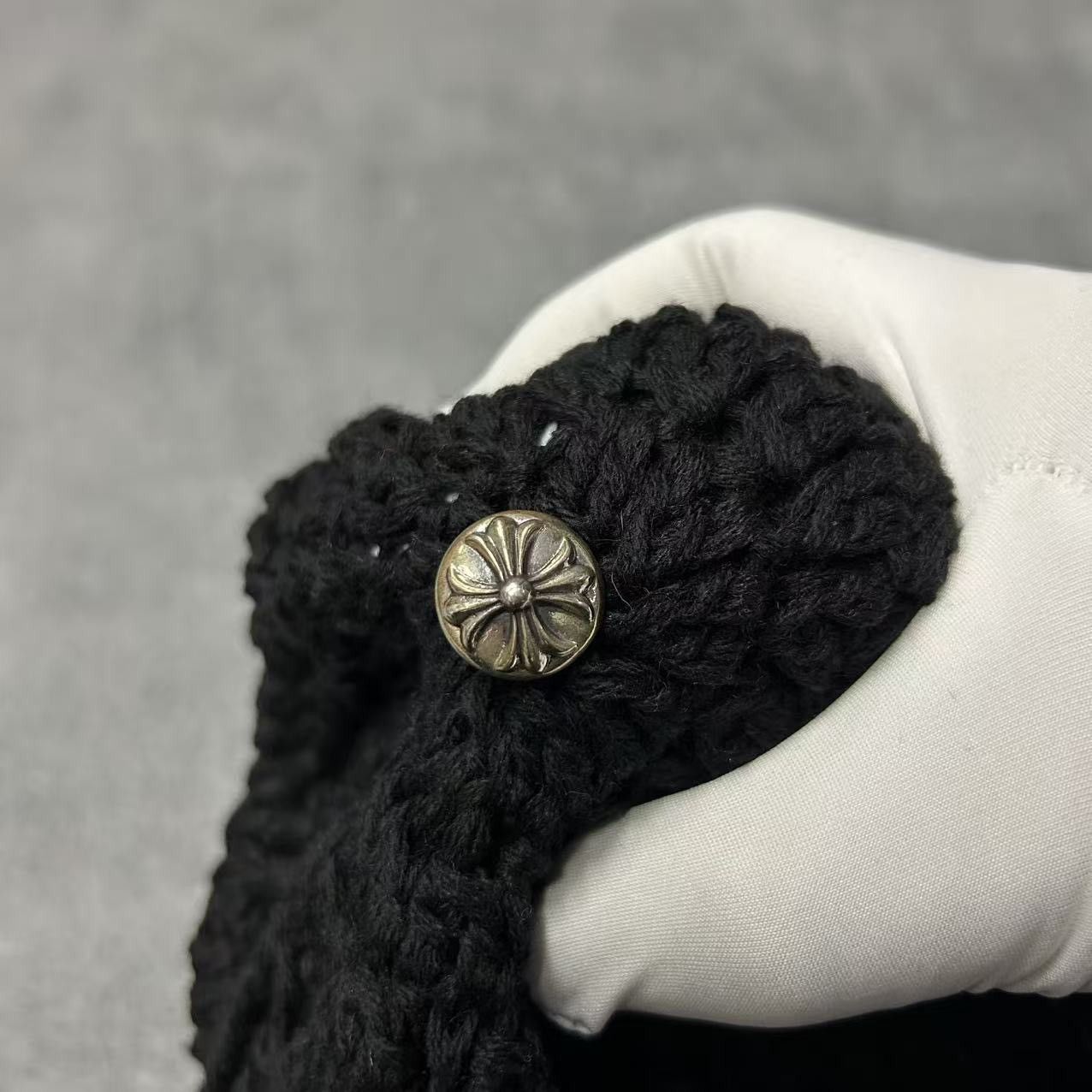 Chrome Hearts Chrome Hearts Black Cotton Knit Cross Patch Beanie Size ONE SIZE - 3 Thumbnail