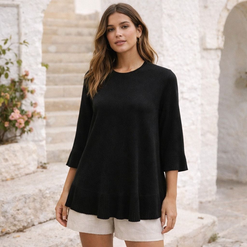 Zimmermann Women's Pleat Swing Top in Black zip Shoulder