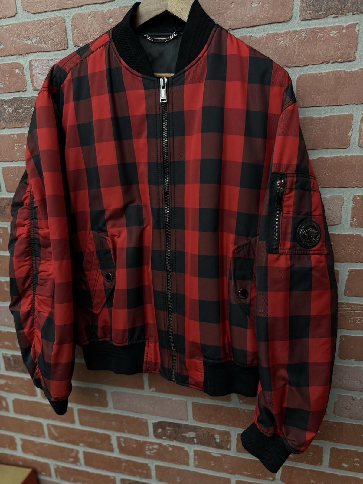 Versace Versace Gingham Bomber Jacket Red Size 52 $1975 RARE Size US L / EU 52-54 / 3 - 4 Thumbnail