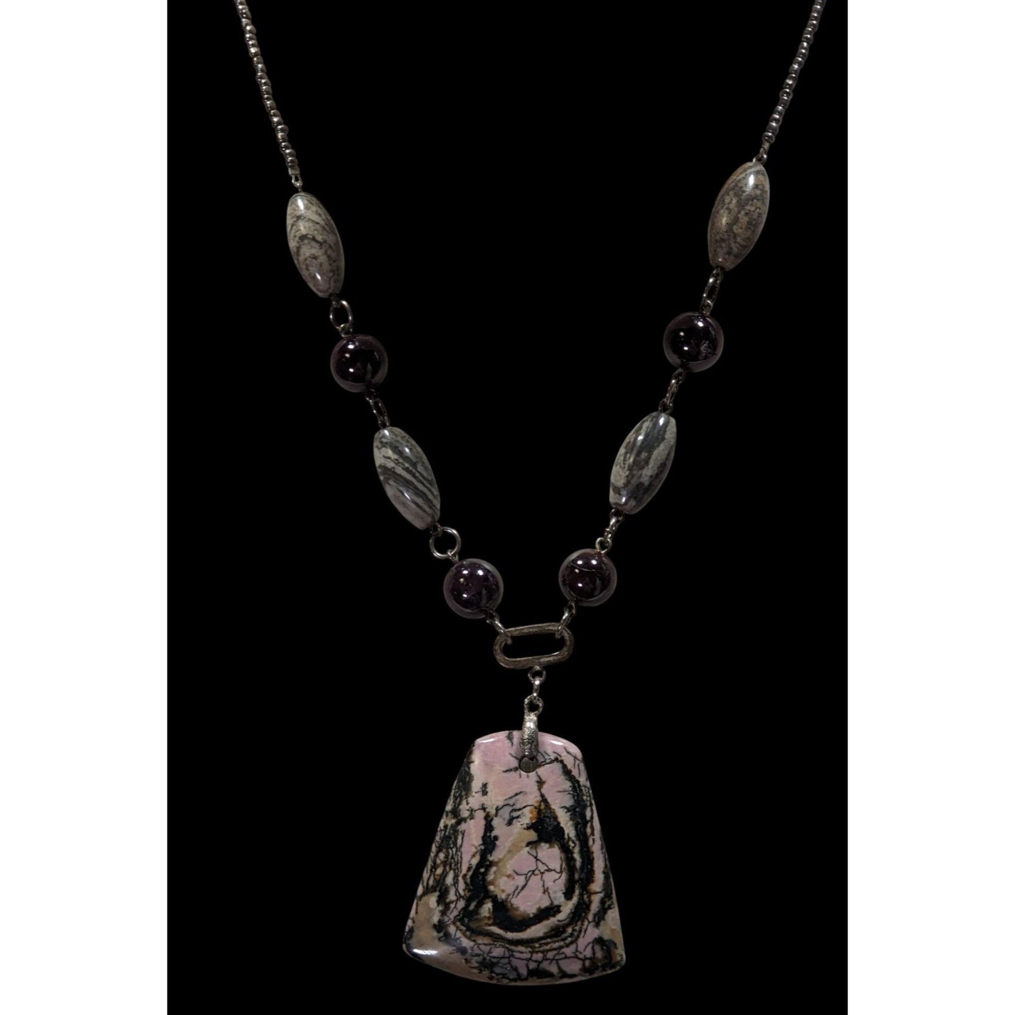 Handmade Vintage Handmade Porcelain Jasper Pendant Necklace With Vari Size ONE SIZE - 3 Thumbnail