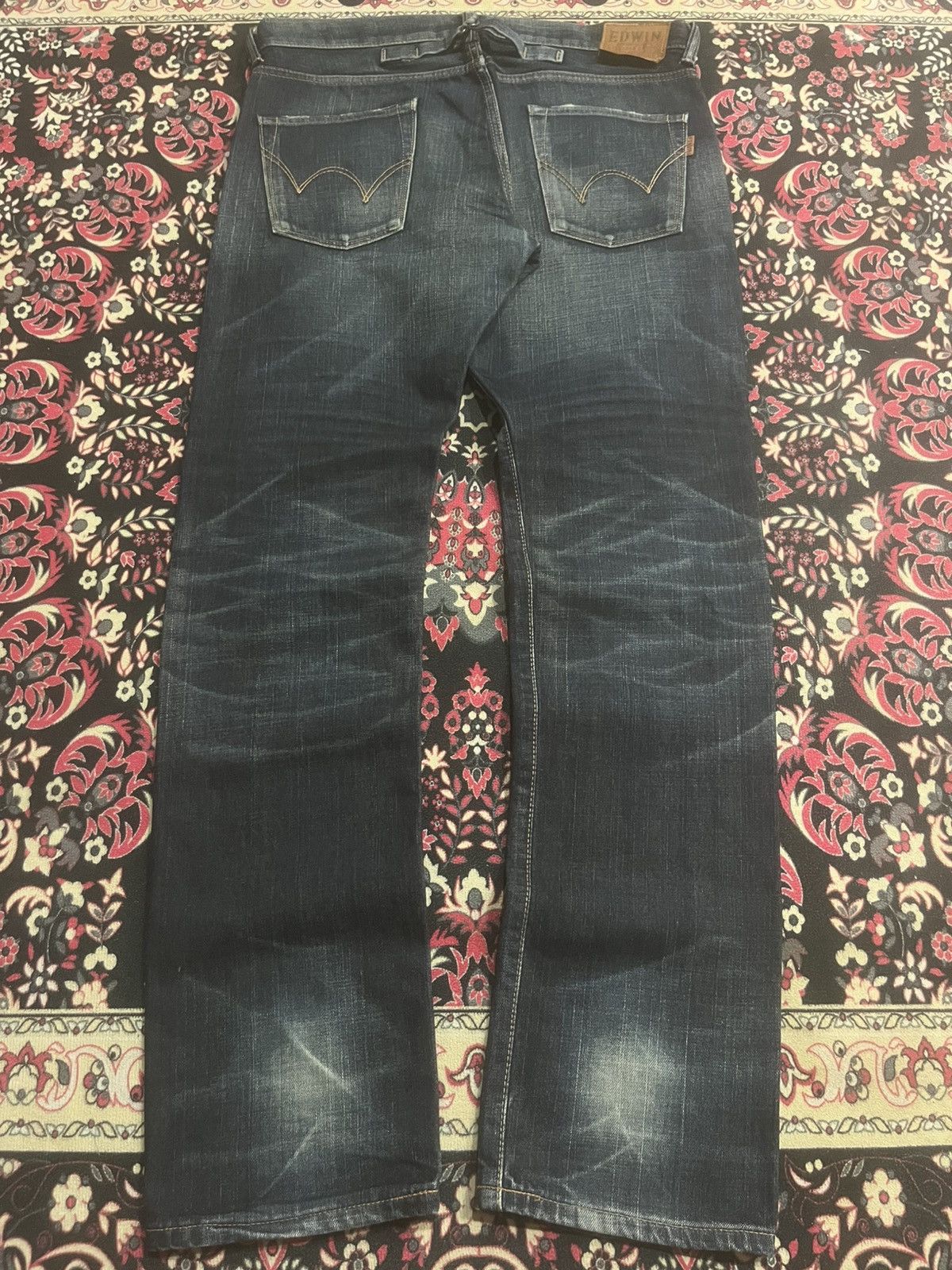 Edwin Edwin 505XX Dark Blue Whisker Buckle Back Selvedge Jeans Size US 33 - 2 Thumbnail