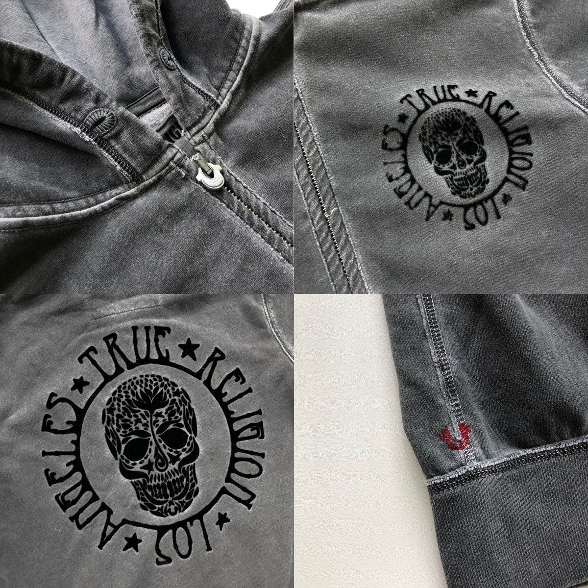 True Religion True Religion Los Angeles Skull Logo Washed Zip Hoodie Grey Size US XL / EU 56 / 4 - 6 Thumbnail