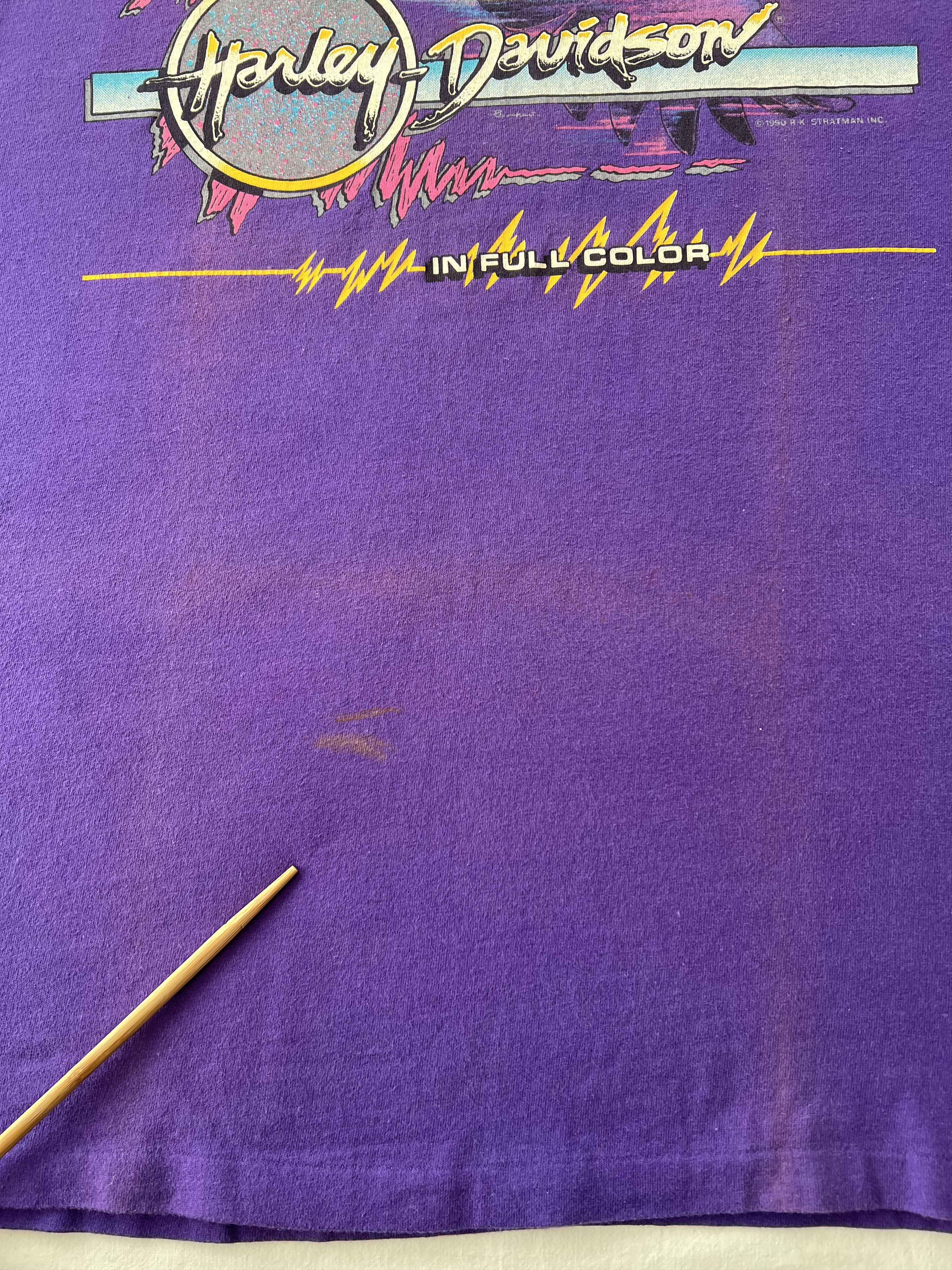 Harley Davidson Vintage 1990 Harley Davidson Eagle Milwaukee Purple T-shirt Size US XL / EU 56 / 4 - 8 Thumbnail