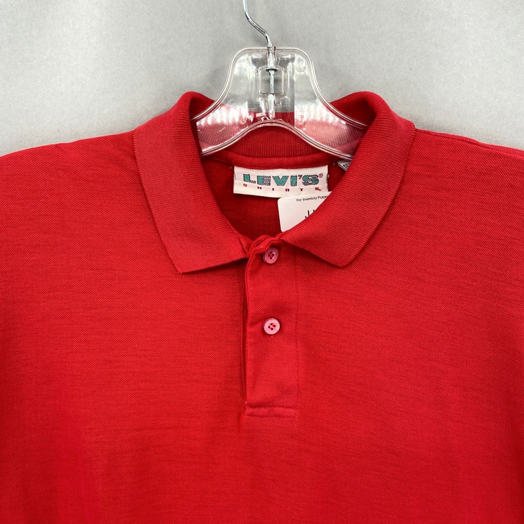 Levi's VINTAGE Levis Shirt Polo Mens Medium Red Short Sleeve Ringer Single Stitch M 80s Size US M / EU 48-50 / 2 - 3 Thumbnail