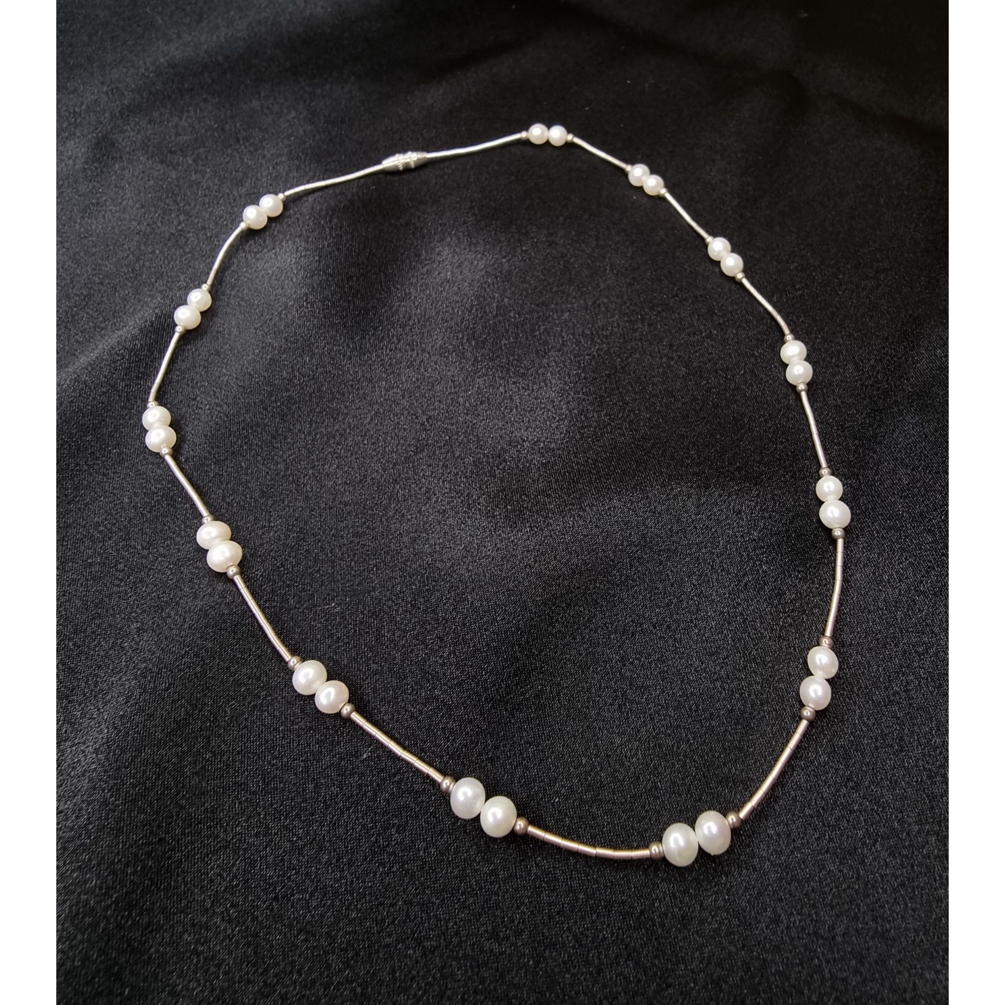 Vintage Vintage Sterling Silver 925 Necklace With Genuine White Pear Size ONE SIZE - 1 Thumbnail
