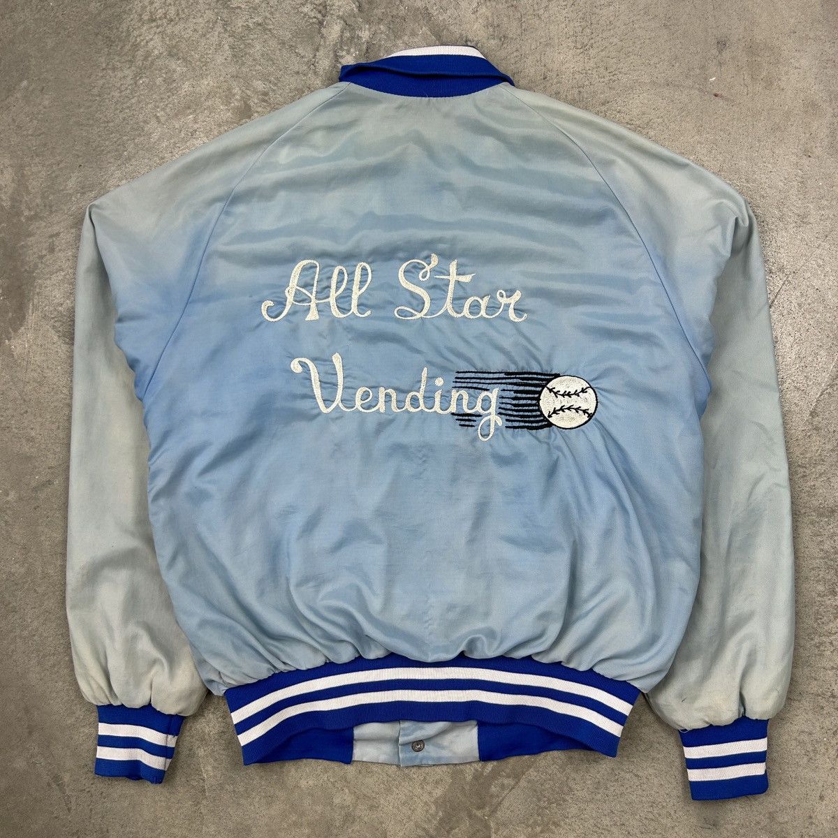 Vintage 1980s Thrashed Baseball Chainstitch Varsity Jacket Size US L / EU 52-54 / 3 - 24 Thumbnail